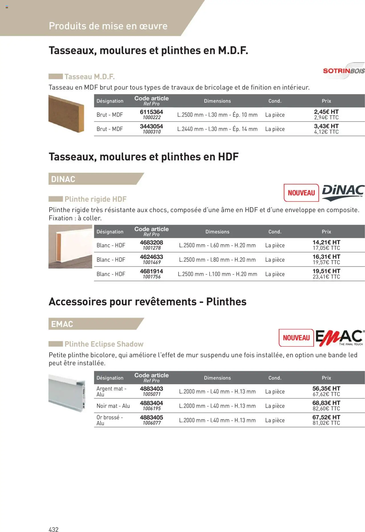  | Page: 432 | Produits: Plinthe, Enveloppe, Brosse, Thé