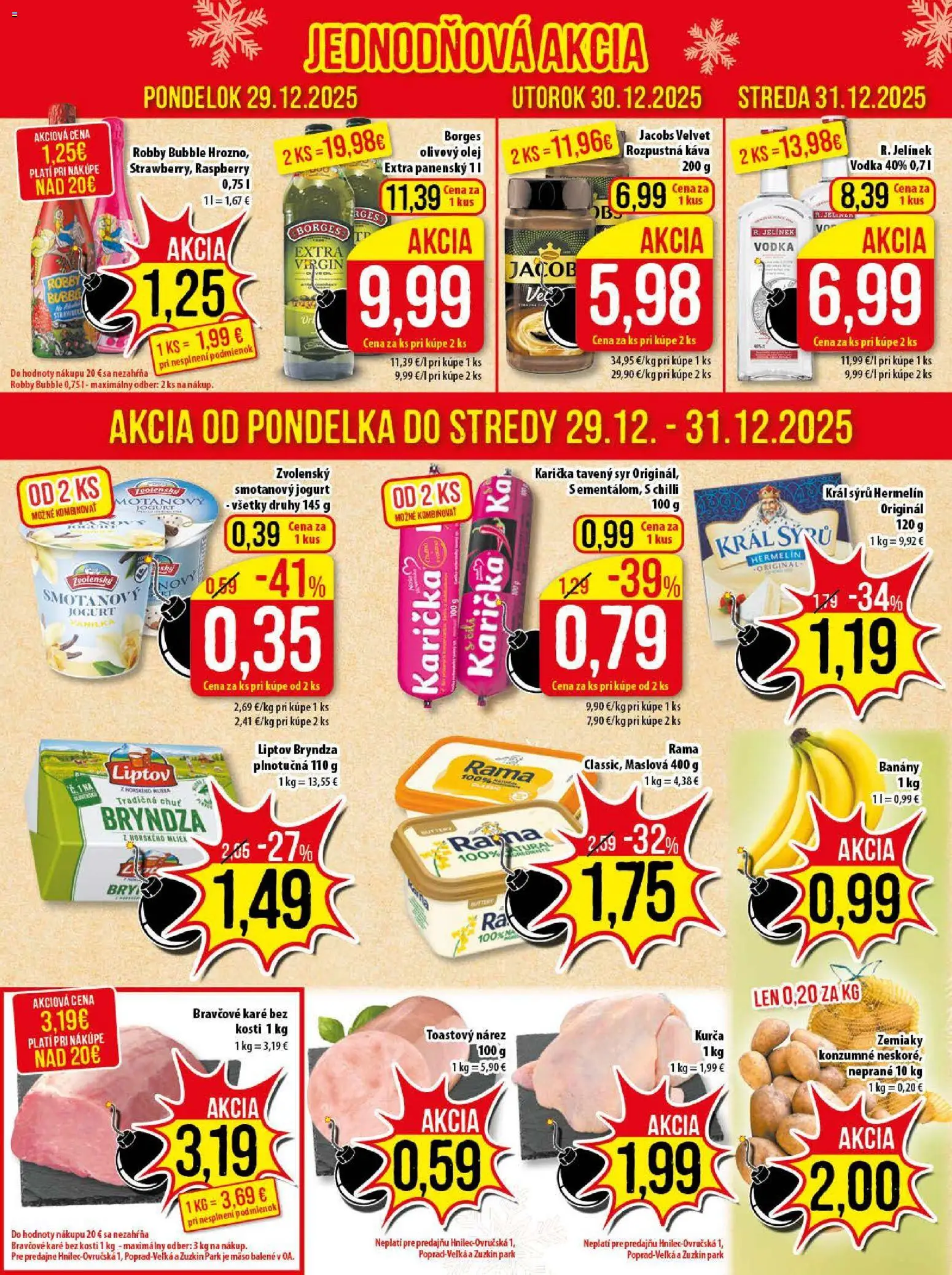 Nové Klas akcie – leták je platný od 29.12.2025 | Strana: 2 | Produkty: Jacobs Velvet, Bryndza, Rama, Bravčové karé