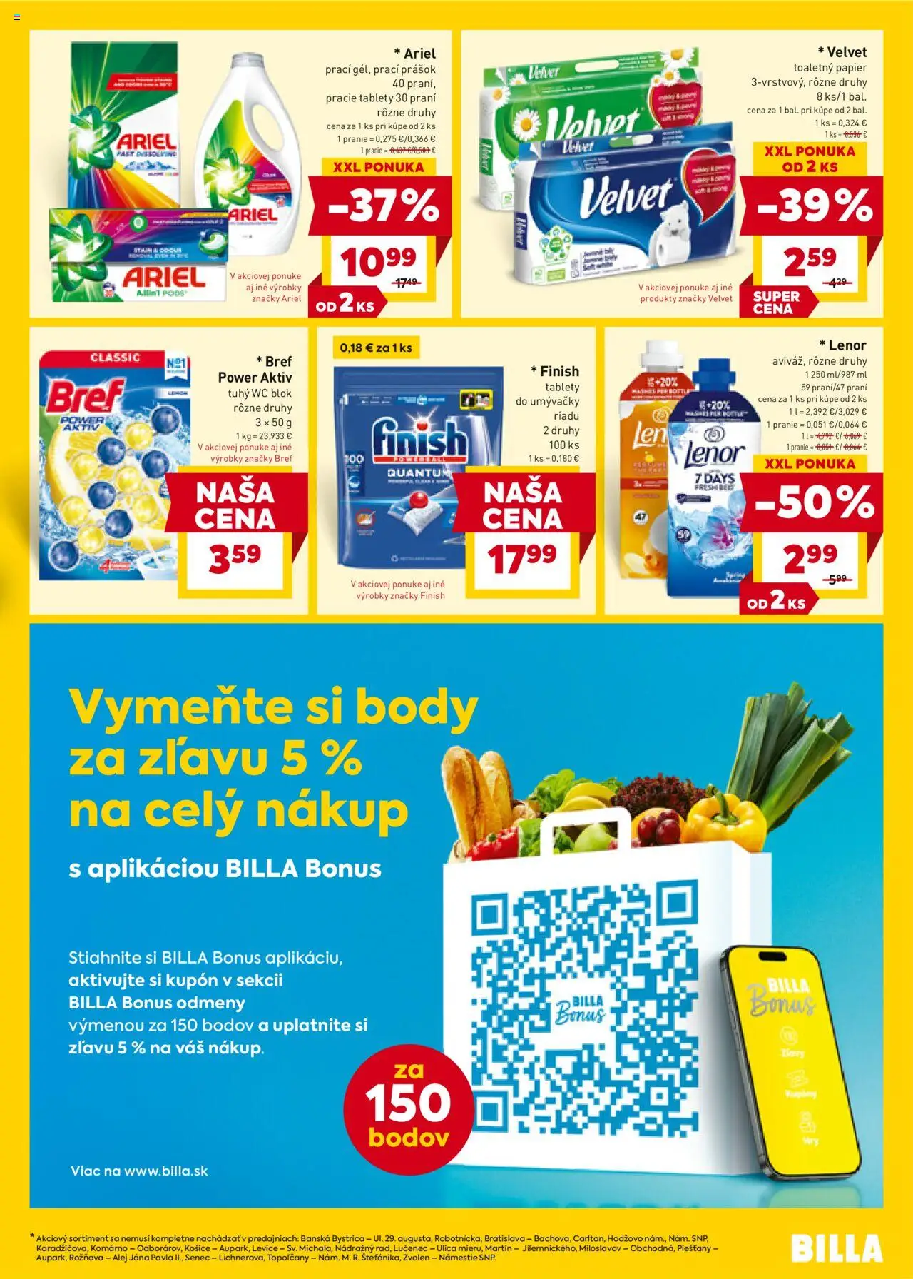 Billa leták │ platný od 06.08.2025 | Strana: 19 | Produkty: Prací prášok, Toaletný papier, Wc blok, Ariel