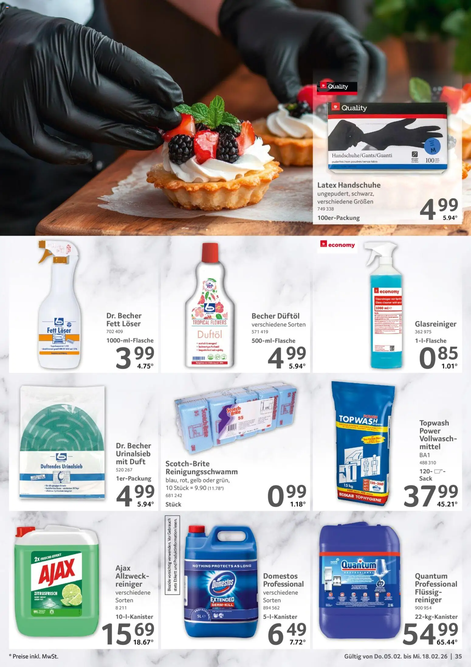 Selgros Gastronomie – gültig ab 05.02.2026 | Seite: 35 | Produkte: Duft, Handschuhe