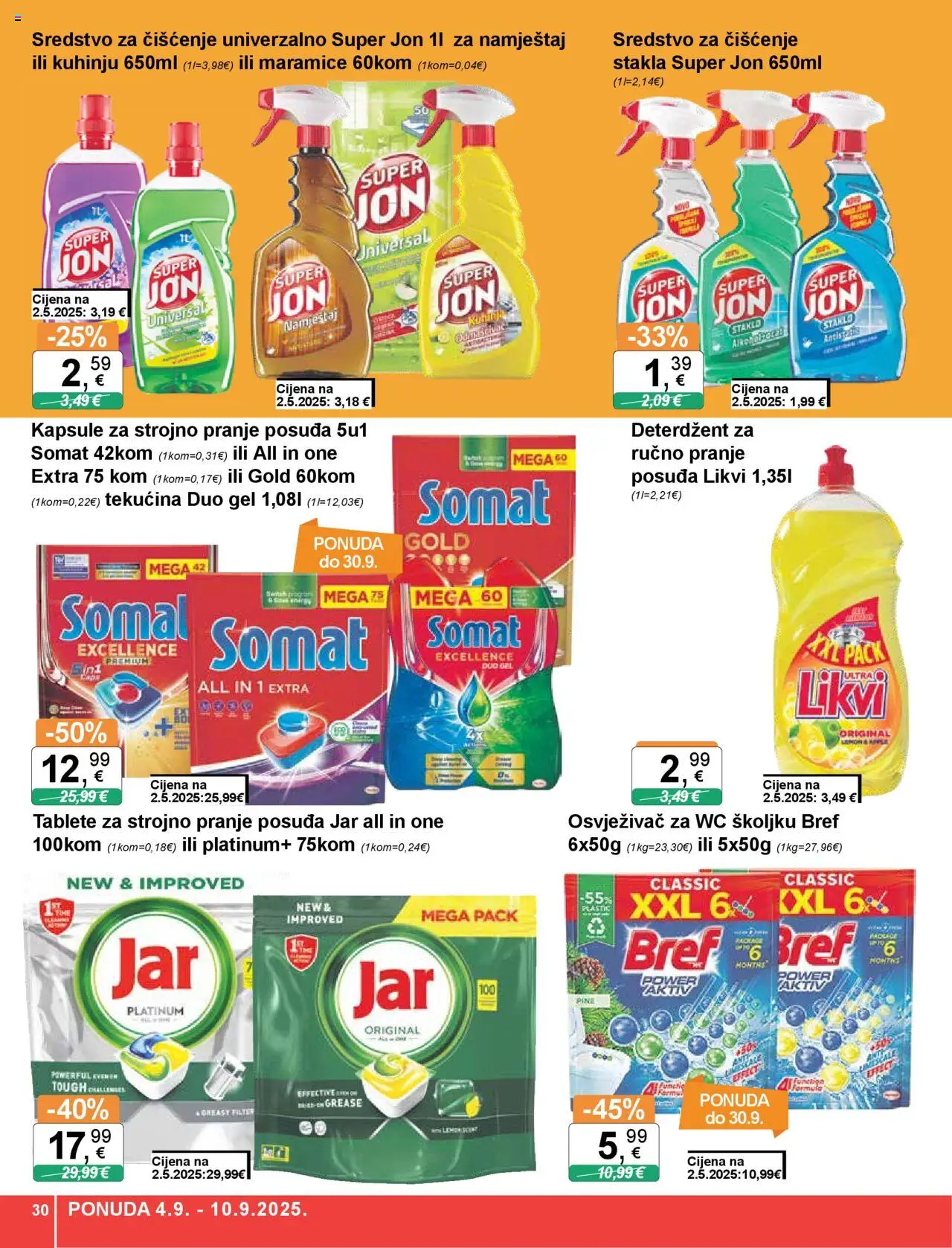 KTC katalog | vrijedi od 04.09.2025 | Stranica: 30 | Proizvodi: Deterdžent, Jar, Somat