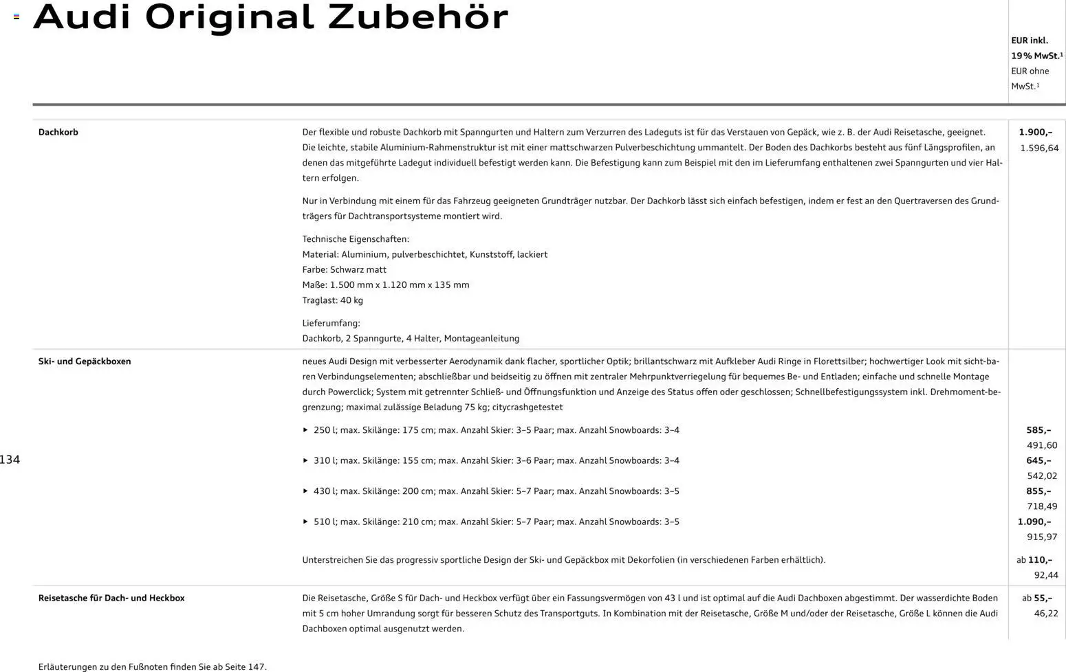 Audi Q8 – gültig ab 06.11.2025 | Seite: 134