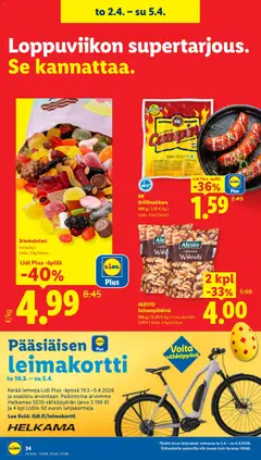 Lidl-mainoslehti voimassa 01.04.2026 alkaen | Sivu: 28 | Tuotteet: Irtomakeiset, Sähköpyörä, Grillimakkara