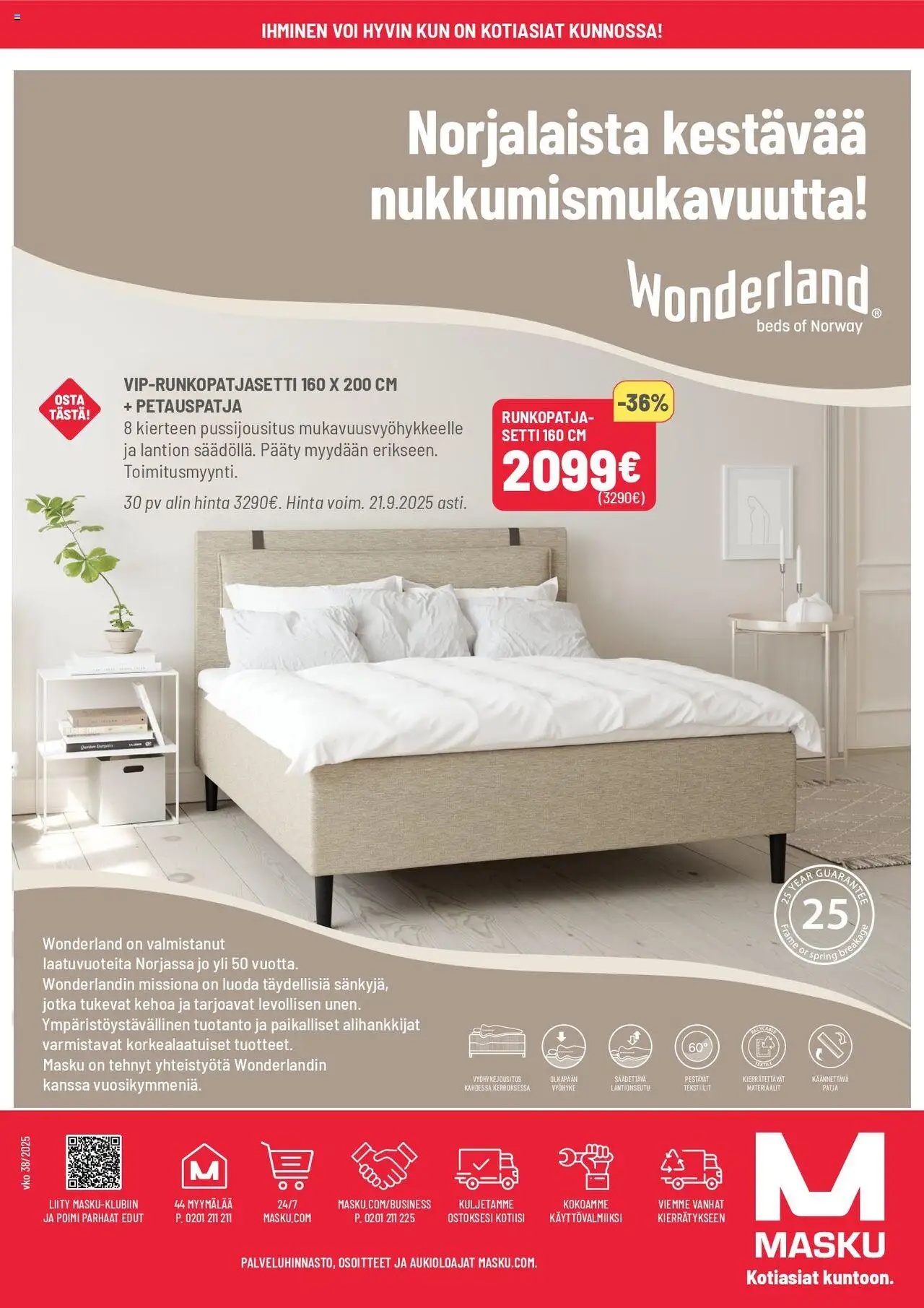Masku tarjoukset – voimassa 15.09.2025 alkaen | Sivu: 16 | Tuotteet: Runkopatja, Patja, Voi, Petauspatja