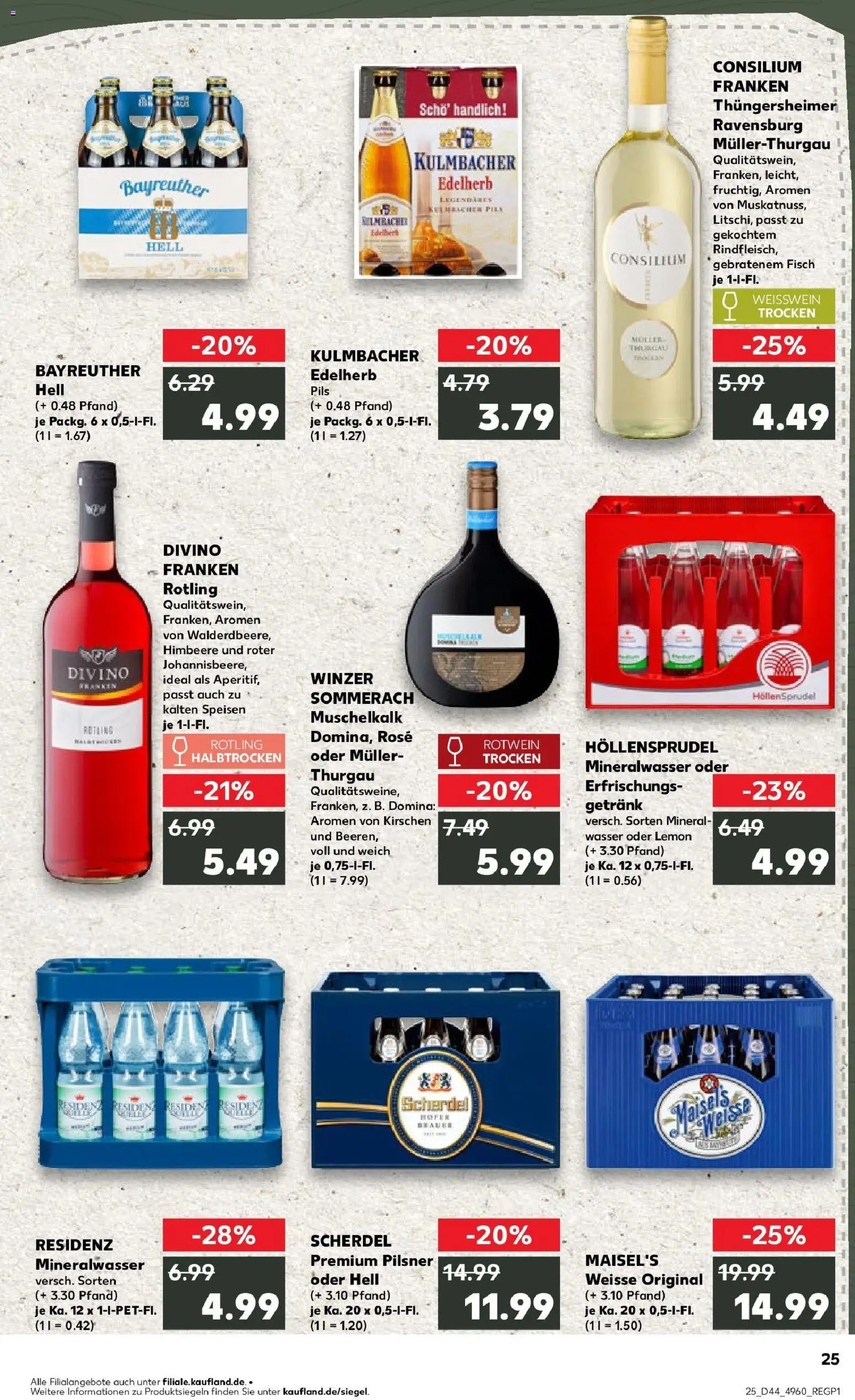 Kaufland prospekt Hof	 – gültig ab 30.10.2025 | Seite: 25 | Produkte: Weißwein trocken, Mineralwasser, Kirschen, Himbeere