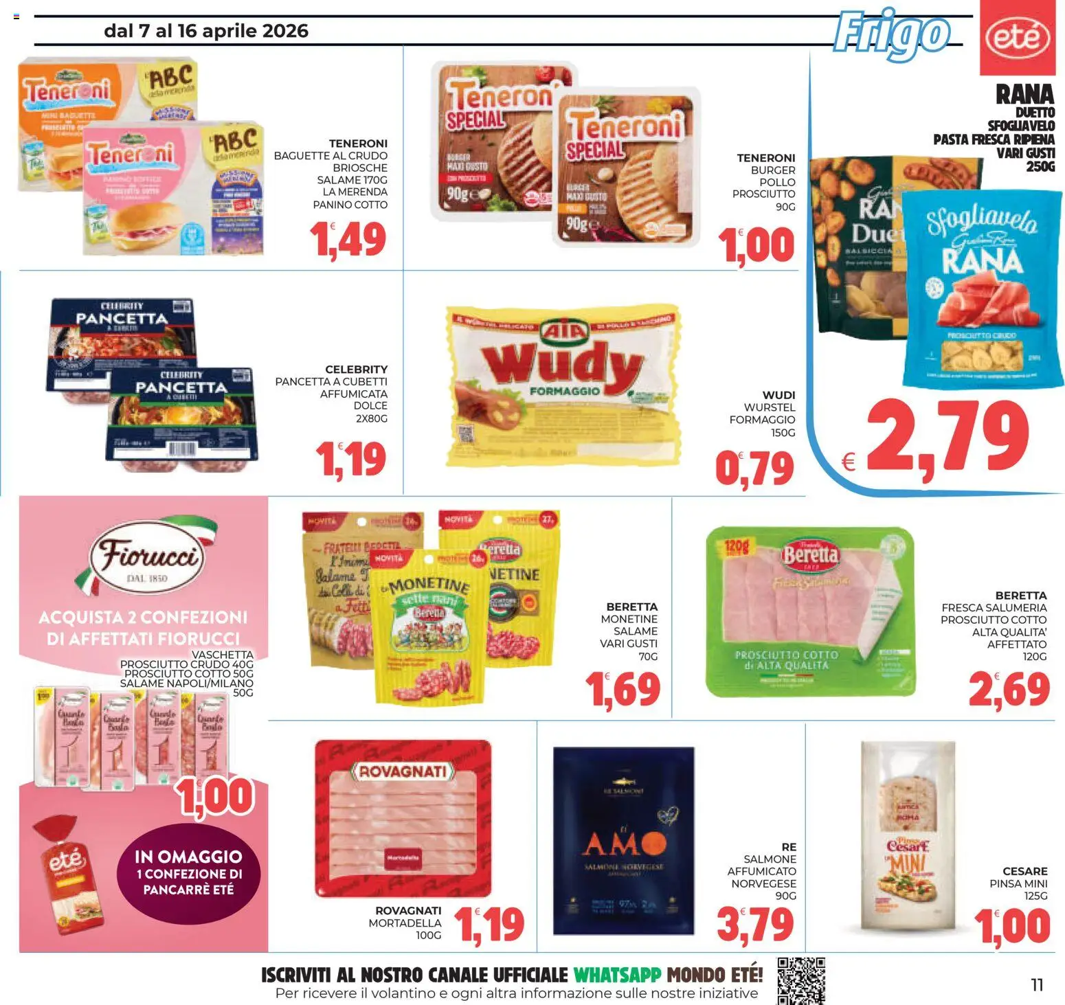 Volantino Eté del 07.04.2026 | Pagina: 11 | Prodotti: Prosciutto Crudo, Prosciutto Cotto, Pasta, Mortadella