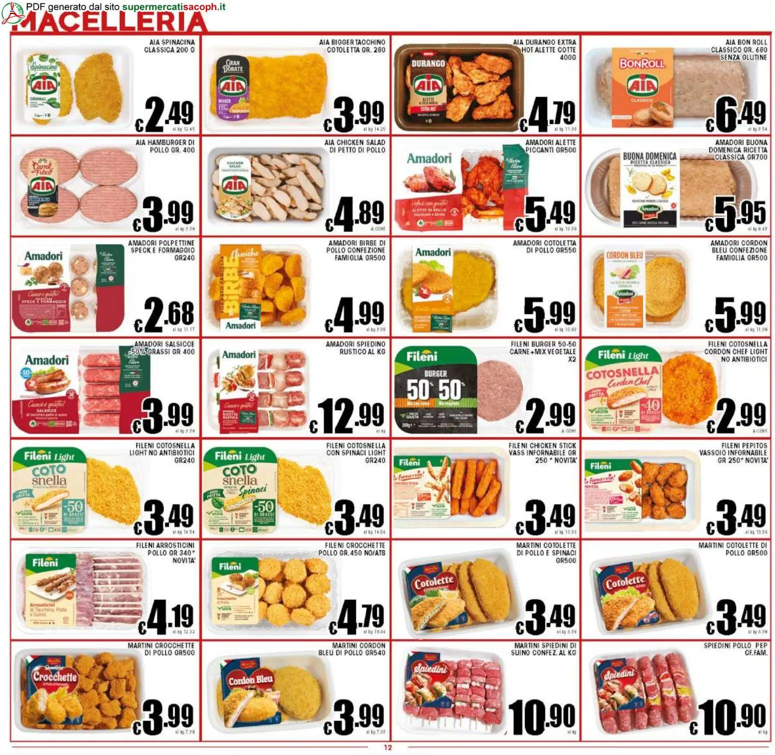 Volantino Sacoph del 27.03.2026 | Pagina: 12 | Prodotti: Pollo, Formaggio, Spinaci, Vassoio