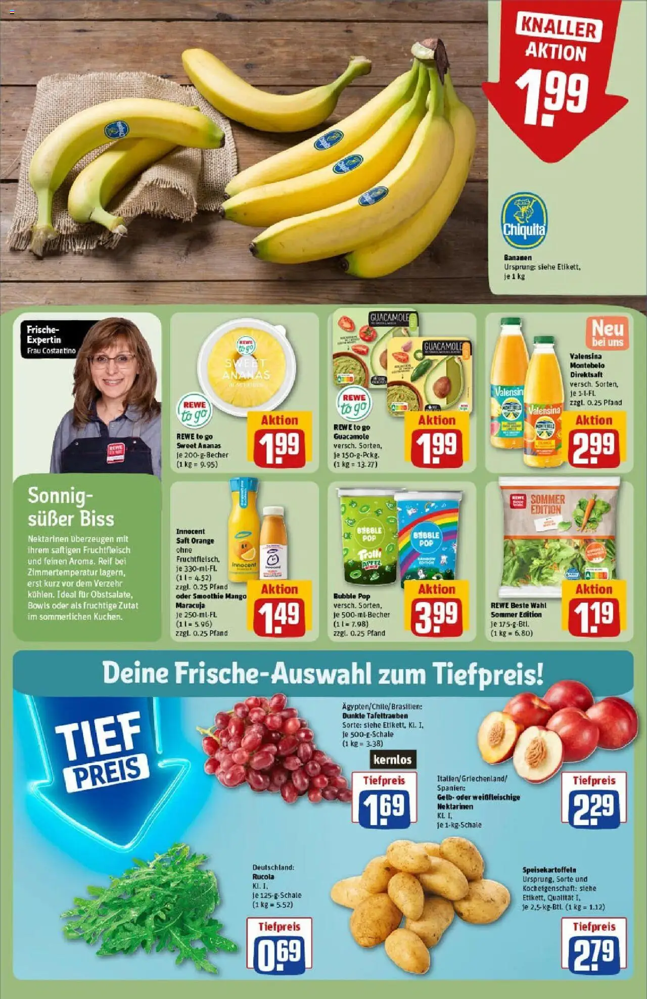 Rewe prospekt Wernigerode	 - gültig ab dem 22.06.2025 | Seite: 6 | Produkte: Nektarinen, Bananen, Valensina, Saft