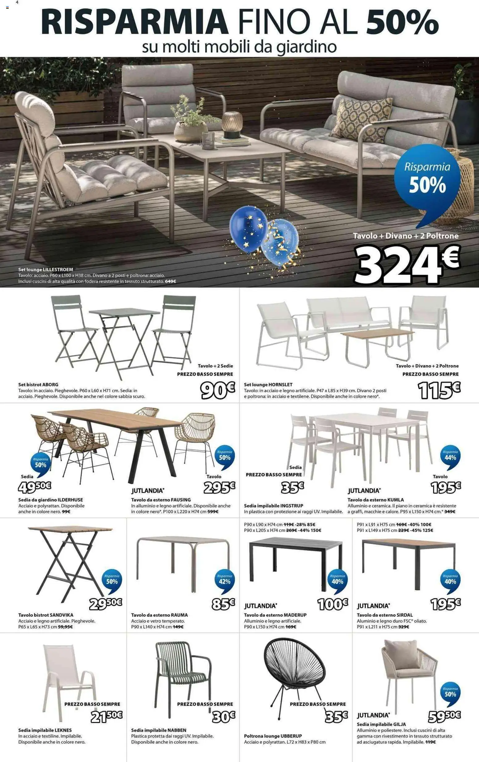 Volantino JYSK del 20.03.2026 | Pagina: 4 | Prodotti: Alluminio, Divano, Poltrona, Sedia