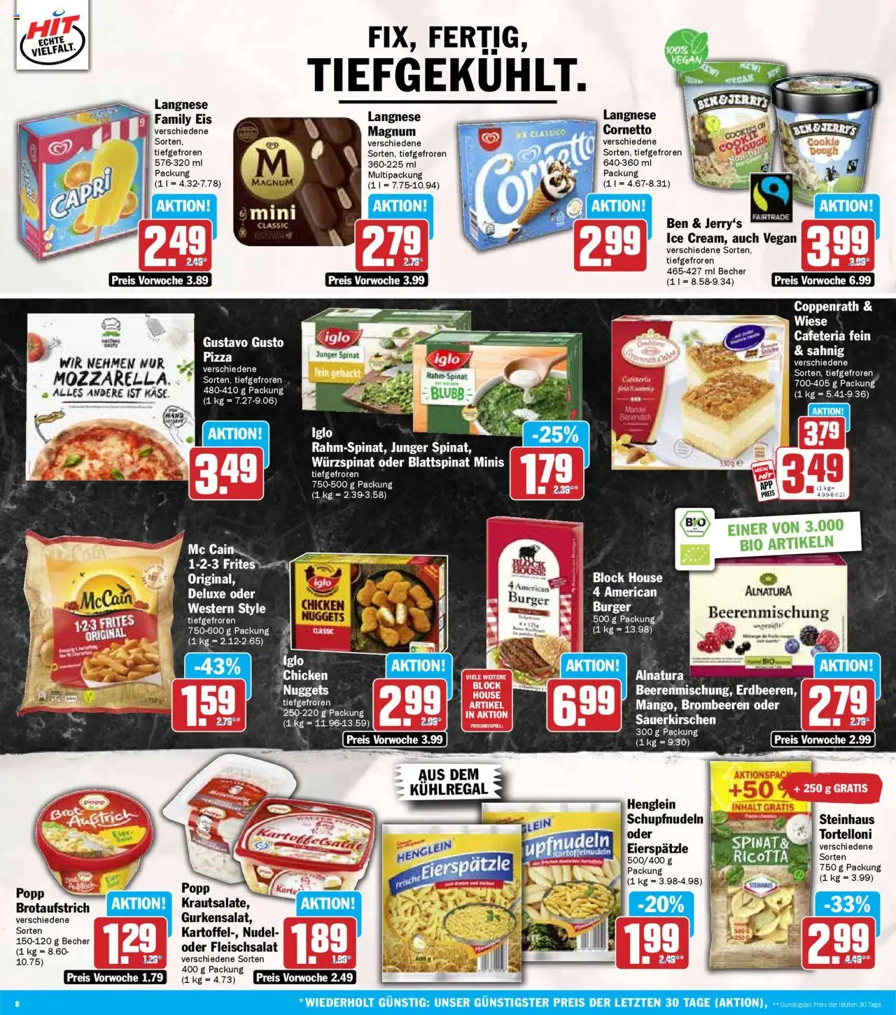 HIT - Berlin - gültig ab dem 28.07.2025 | Seite: 8 | Produkte: Langnese, Iglo, McCain, Pizza
