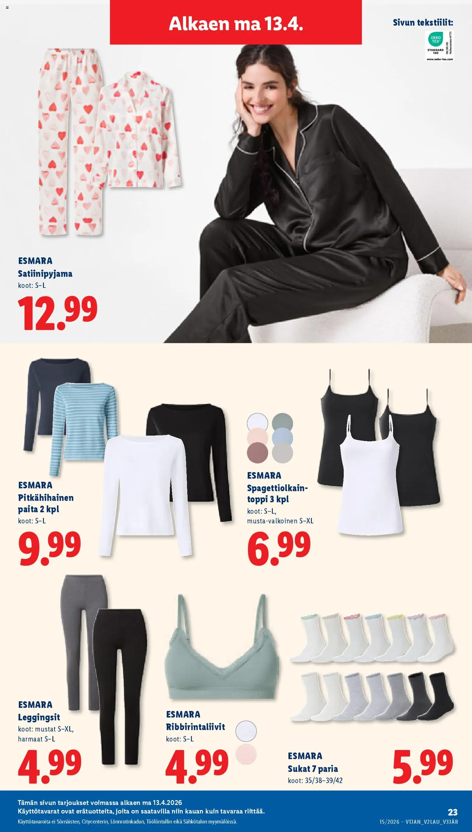 Lidl tarjoukset - Rovaniemi – voimassa 09.04.2026 alkaen | Sivu: 31 | Tuotteet: Paita, Toppi, Sukat, Leggingsit