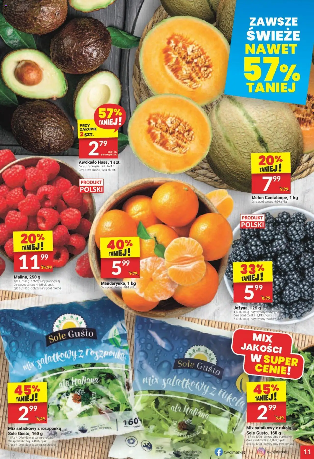 Twój Market Gazetka od 20.08.2025 | Strona: 11 | Produkty: Melon, Rukola, Roszponka, Awokado