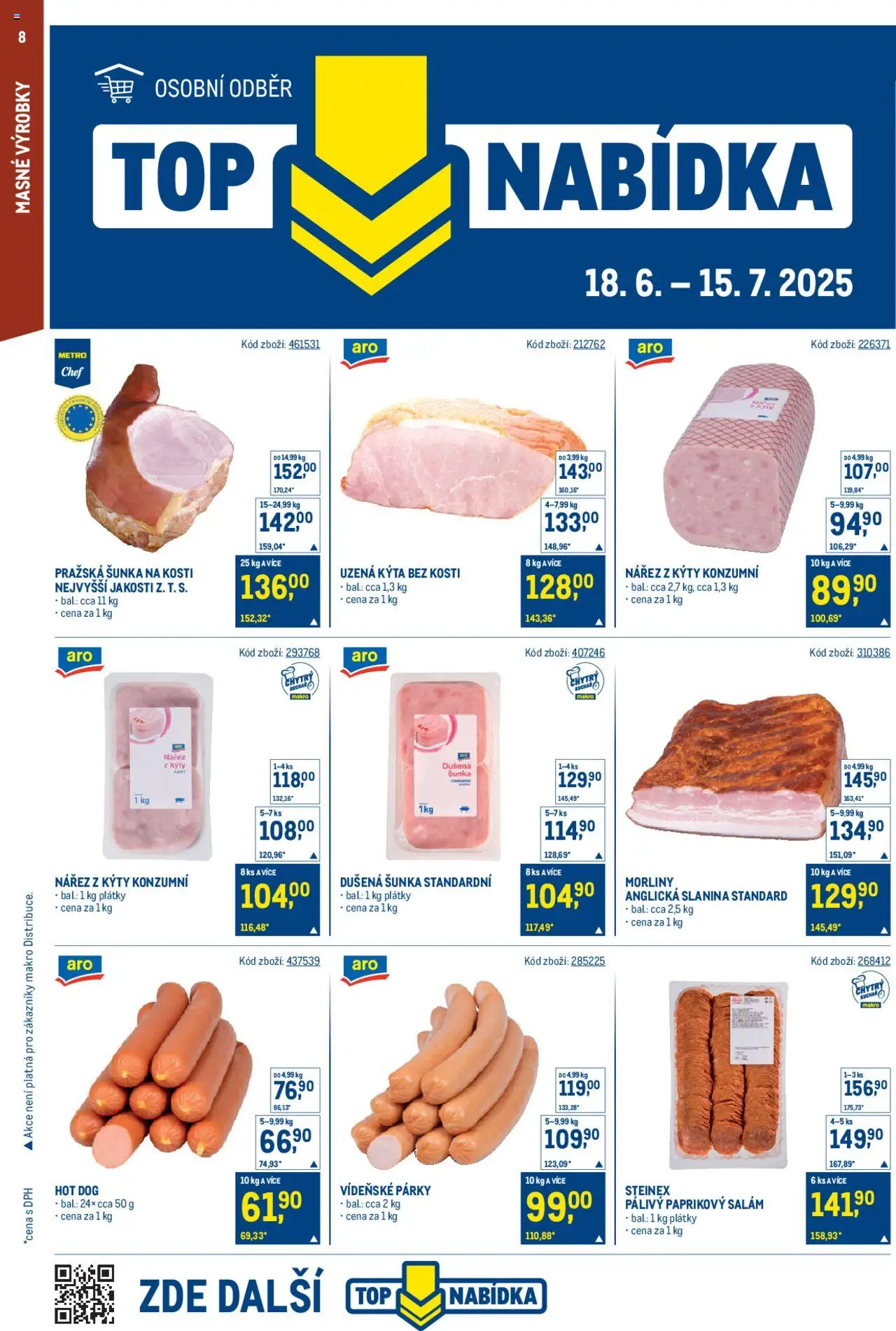 Makro leták - Gastronomie od 18.06.2025 | Strana: 8 | Produkty: Párky, Hot dog, Uzená kýta, Slanina