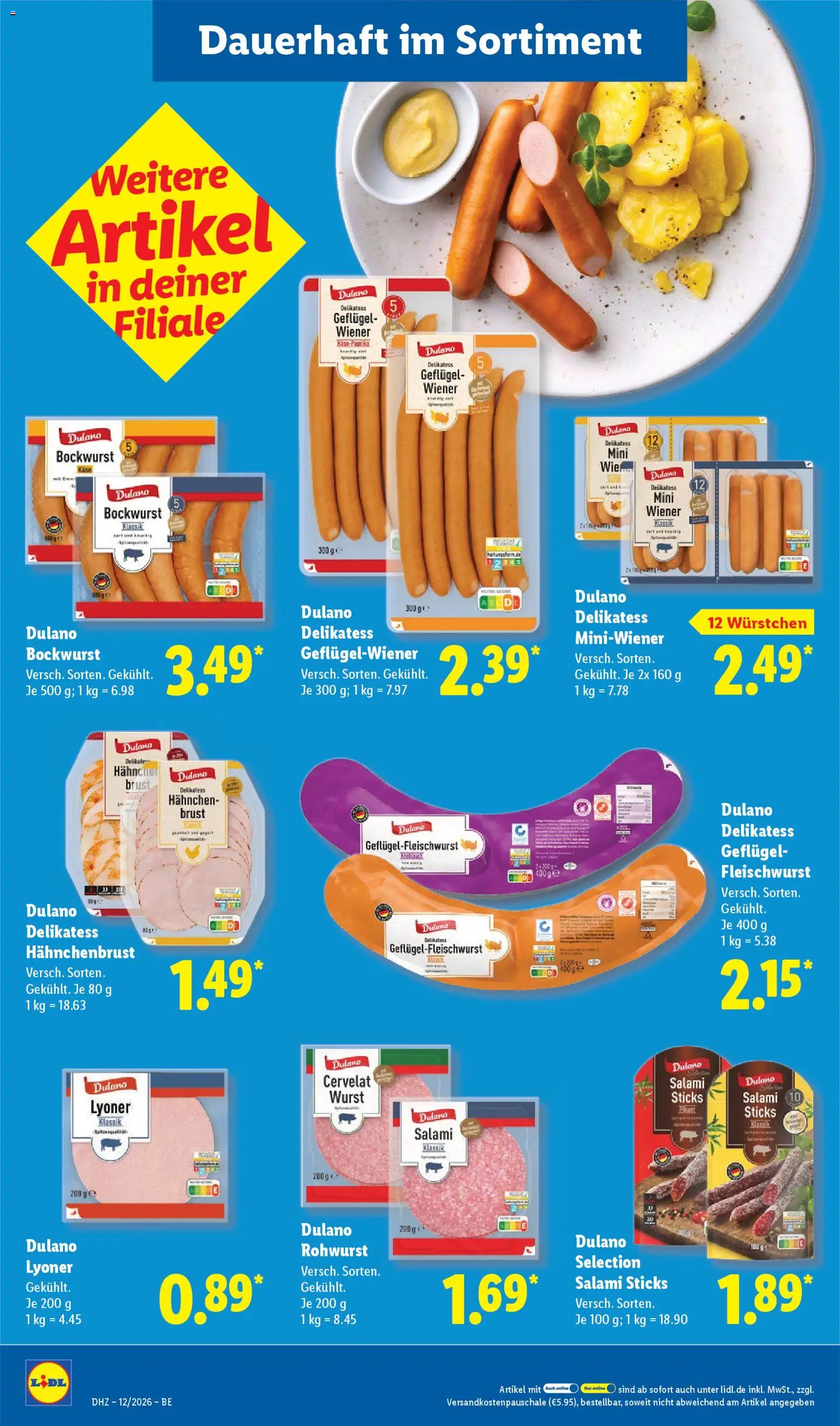 Lidl Prospekt Zossen – gültig ab 16.03.2026 | Seite: 24 | Produkte: Bockwurst, Käse, Salami, Hahnchenbrust