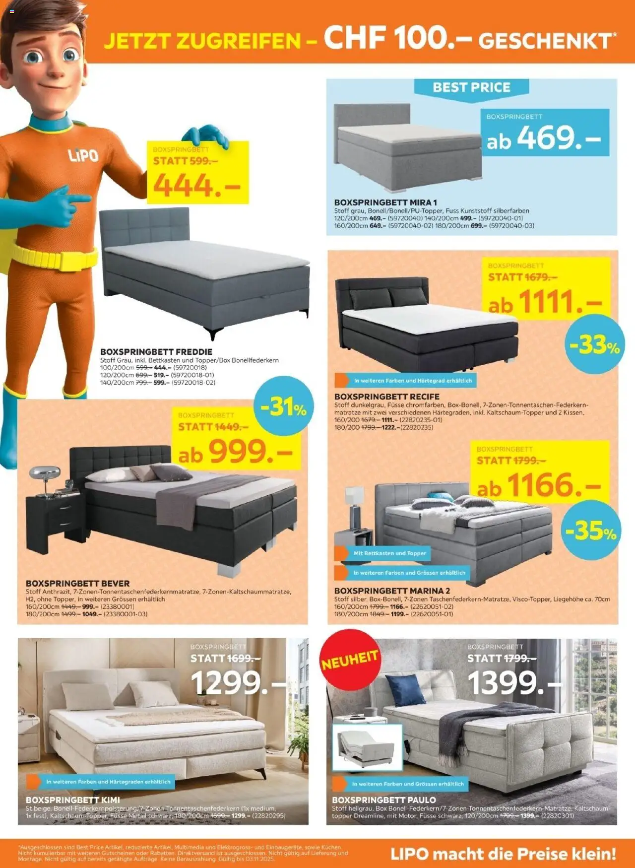 Lipo Aktionen – gültig ab 21.10.2025 | Seite: 5 | Produkte: Matratze, Topper, Box, Boxspringbett