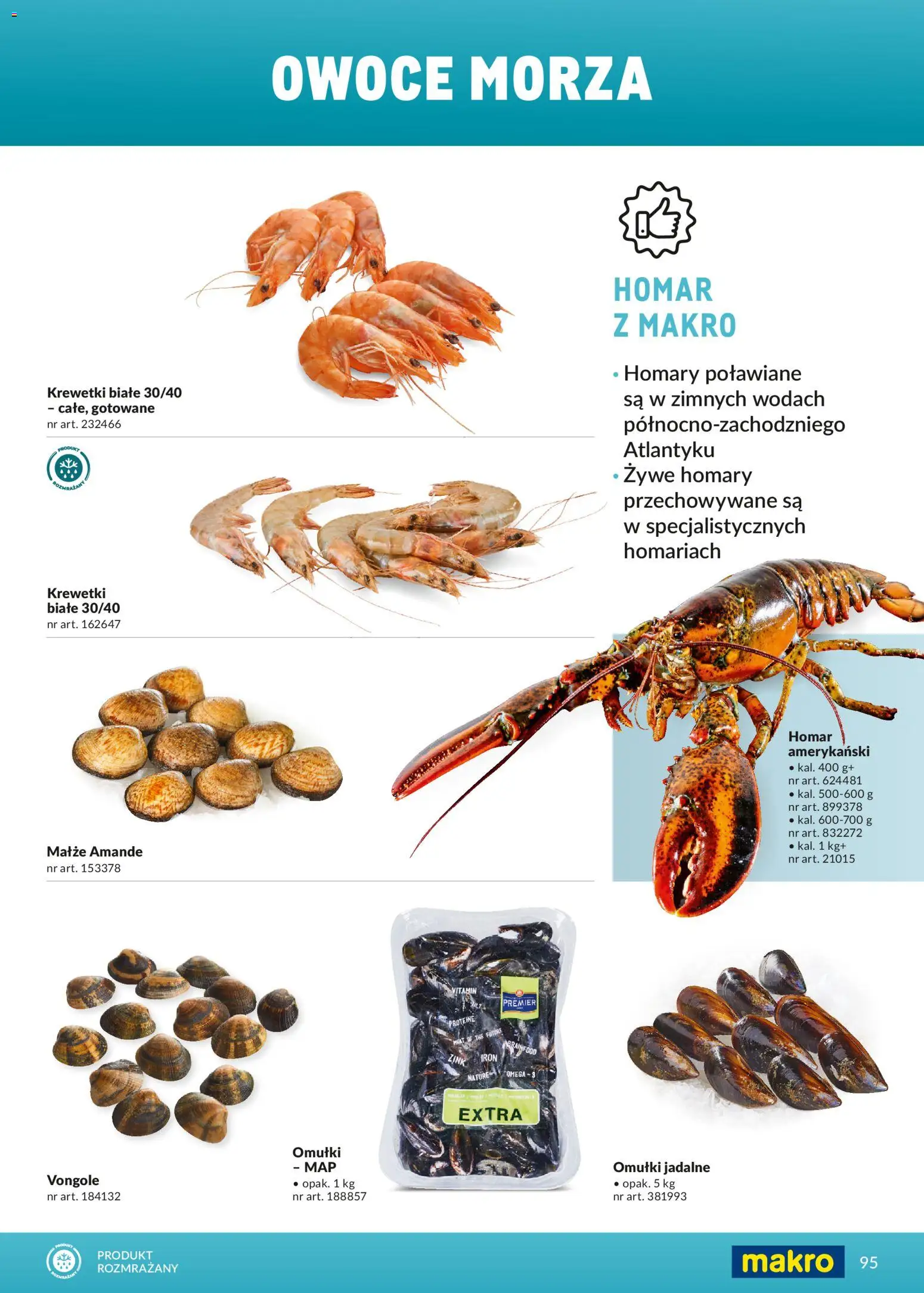 Makro Gazetka - Ultra fresh od 01.03.2026 | Strona: 95 | Produkty: Homar, Krewetki, Krewetki białe, Owoce morza