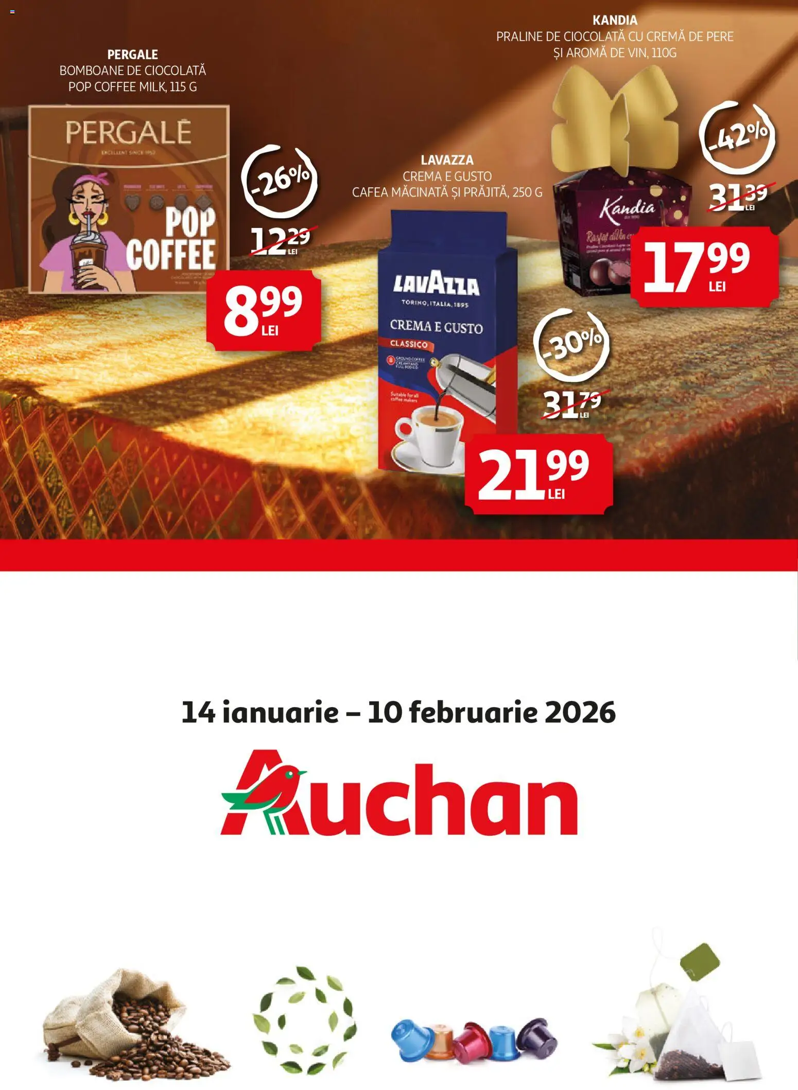Noul catalog Auchan – valabil de la 14.01.2026 | Pagină: 22 | Produse: Praline, Cafea, Ciocolată, Bomboane