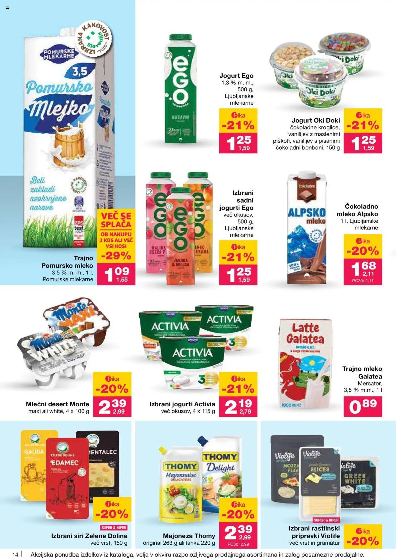 Mercator katalog │ velja od 14.08.2025 | Stran: 14 | Izdelki: Edamec, Gauda, Kos, Majoneza