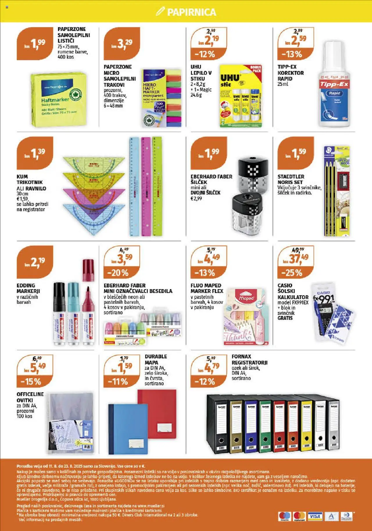 Müller katalog │ velja od 11.08.2025 | Stran: 12 | Izdelki: Označevalci, Kos, Korektor, Lepilo