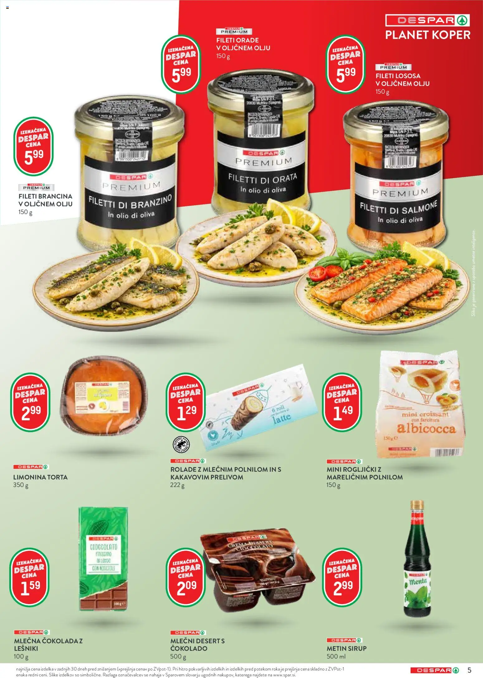 Novi Spar katalog ponudbe – veljaven od 02.04.2026 | Stran: 5 | Izdelki: Sirup, Rogljički, Torta, Cokolada