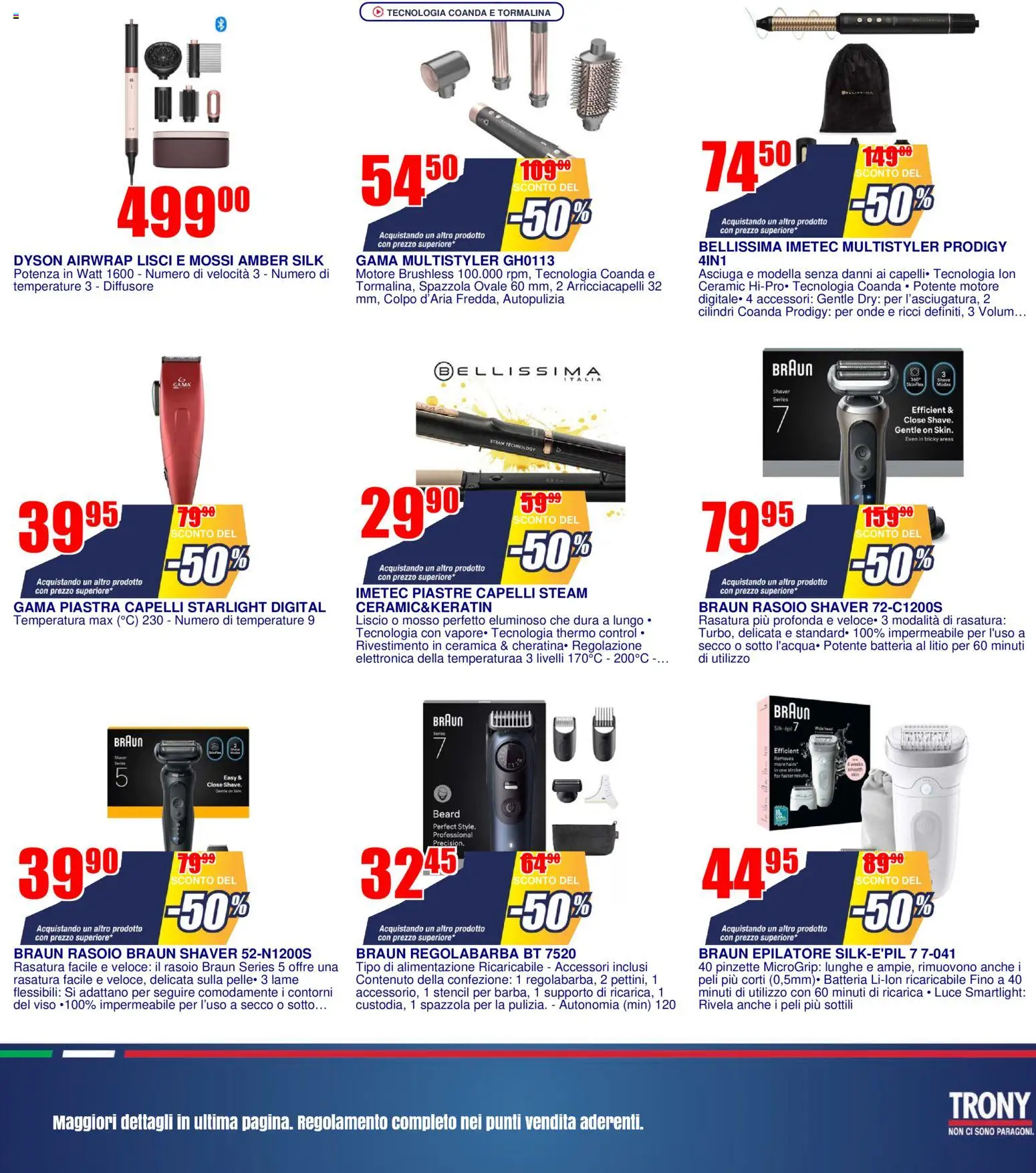 Volantino Trony del 19.02.2026 | Pagina: 9 | Prodotti: Spazzola, Regolabarba, Arricciacapelli, Dyson