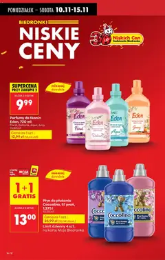 Pogląd oferty "Płyn do płukania Coccolino, 51 prań, 1,275 l, Płyn do płukania, 51 prań" - ważna od 10.11.2025 | Strona: 16 | Produkty: Karta, Coccolino, Perfumy, Zapach