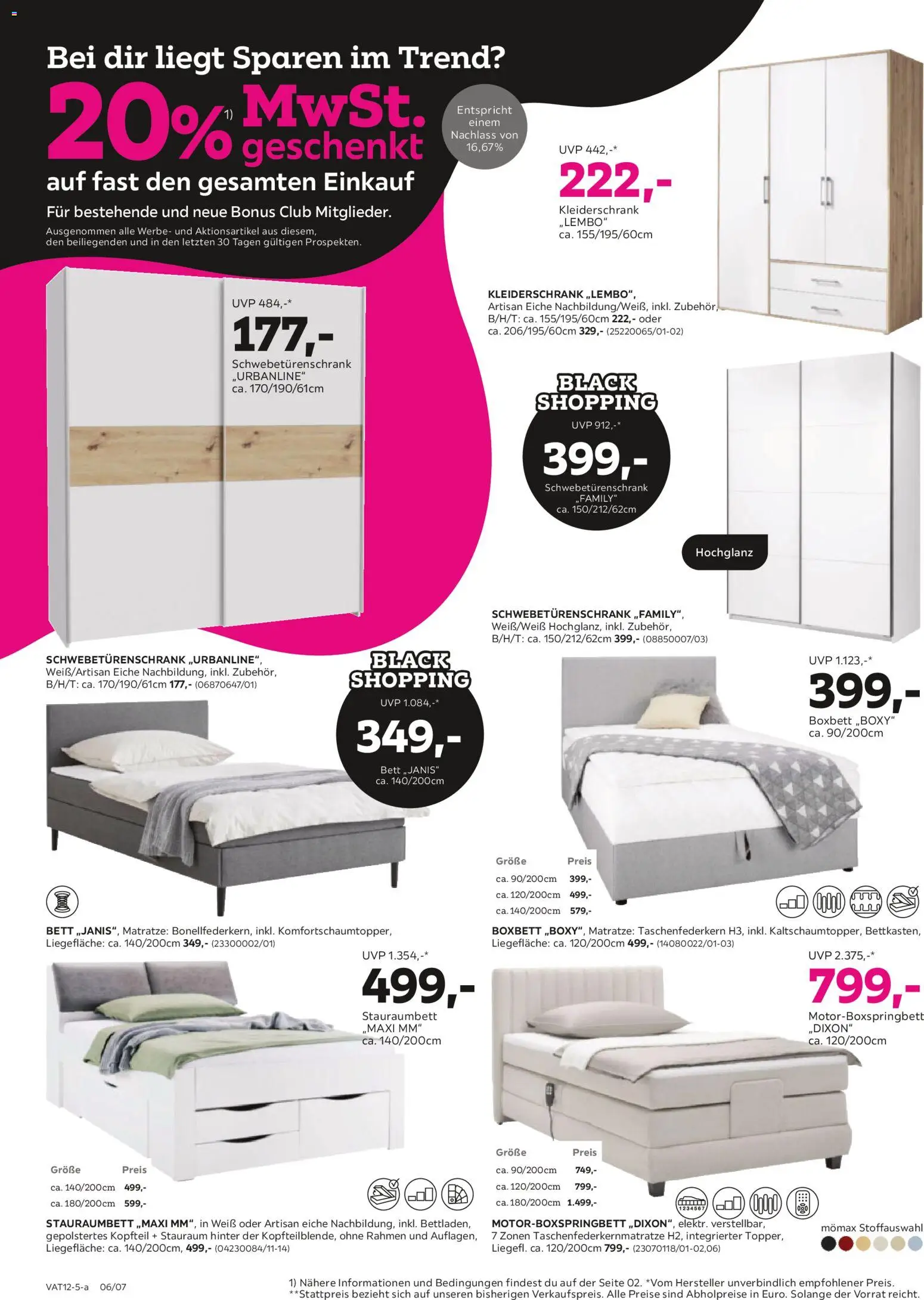 Mömax - Black Friday gültig ab 25.11.2025 | Seite: 6 | Produkte: Bett, Matratze, Kleiderschrank