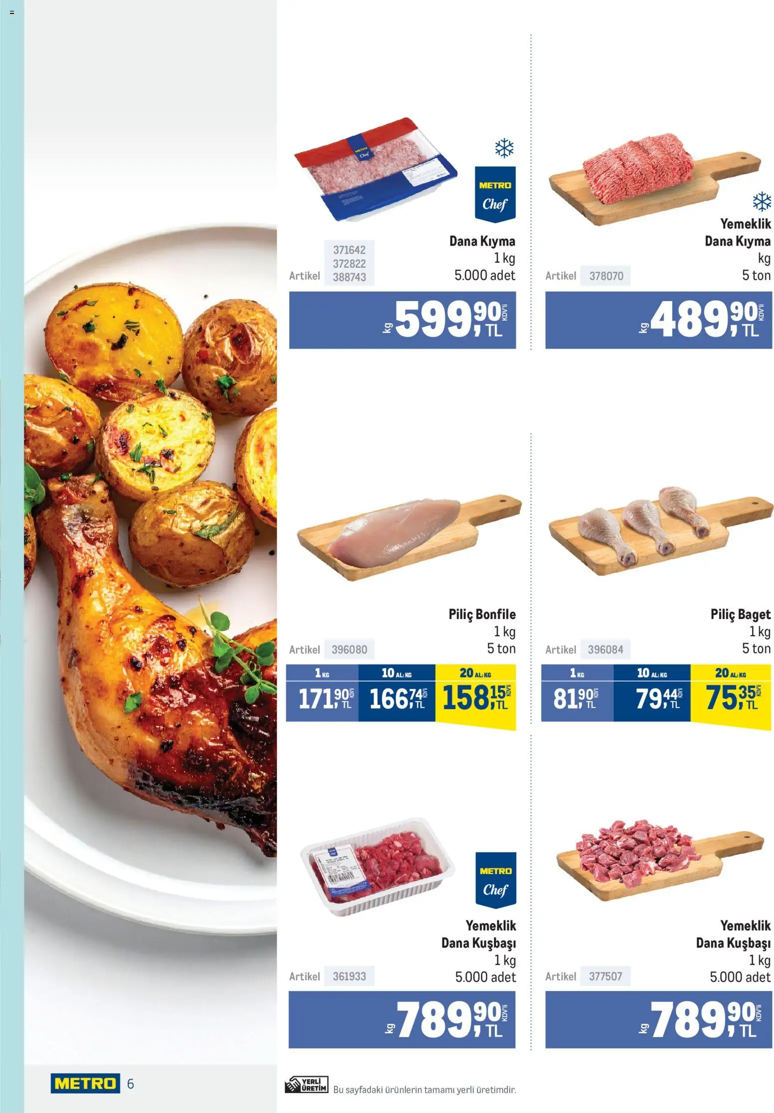 Metro - Lokantalar - 26.11.2025 tarihinden itibaren geçerlidir | Sayfa: 6 | Ürünler: Kıyma, Piliç, Piliç bonfile, Dana kuşbaşı