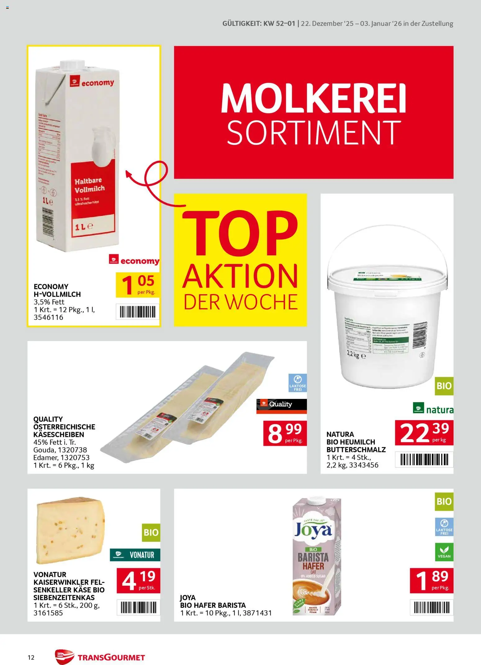 Transgourmet Zustellaktion gültig ab 22.12.2025 | Seite: 12 | Produkte: Käse