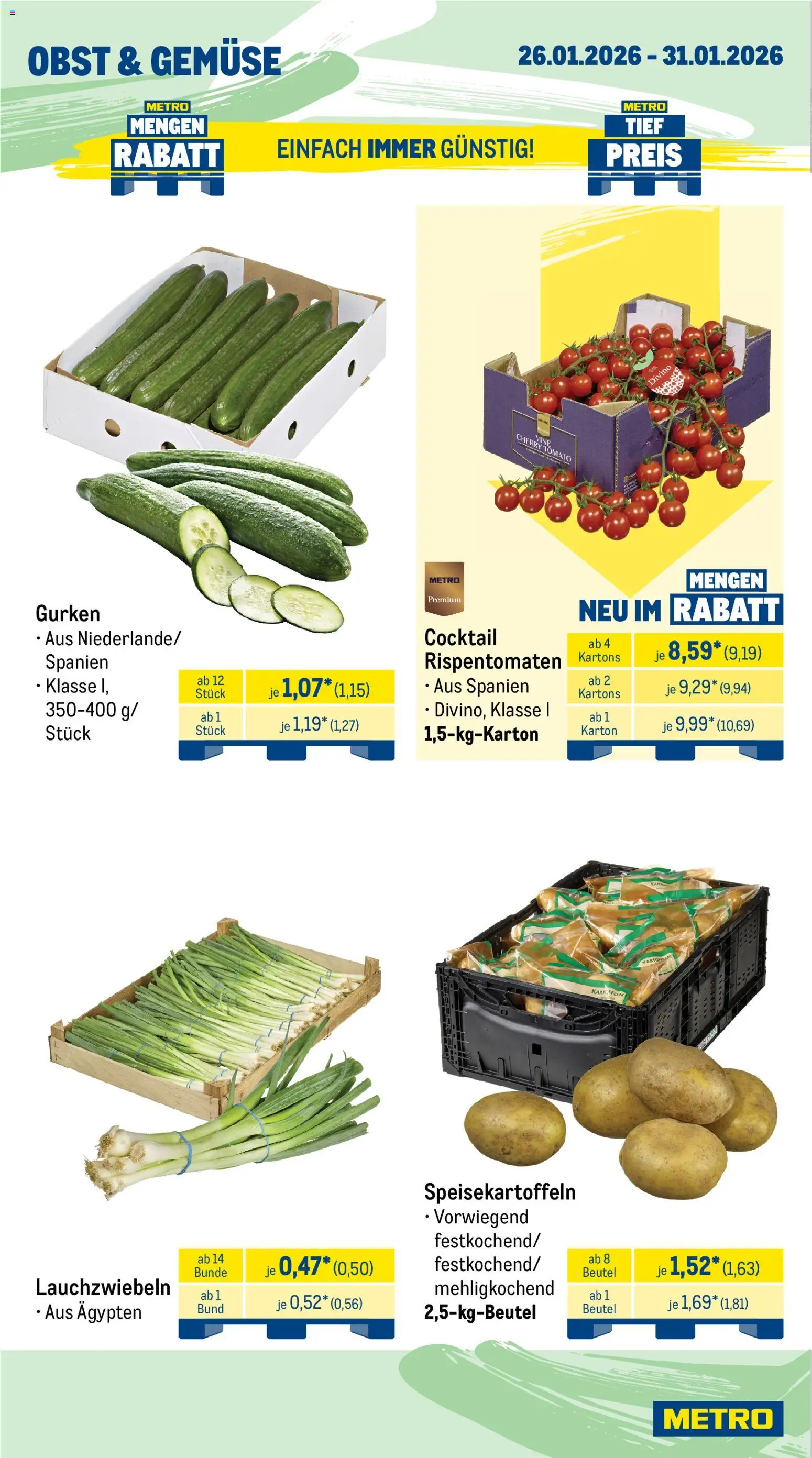 Metro Prospekt 	 – gültig ab 26.01.2026 | Seite: 10 | Produkte: Kartoffeln, Gemüse, Obst, Gurken