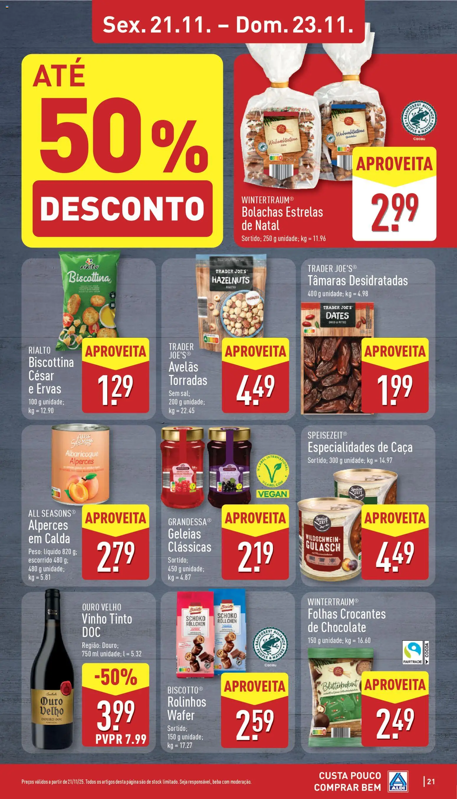 Aldi folheto │ válido de 17.11.2025 | Página: 21 | Produtos: Bolachas, Chocolate, Vinho, Vinho tinto