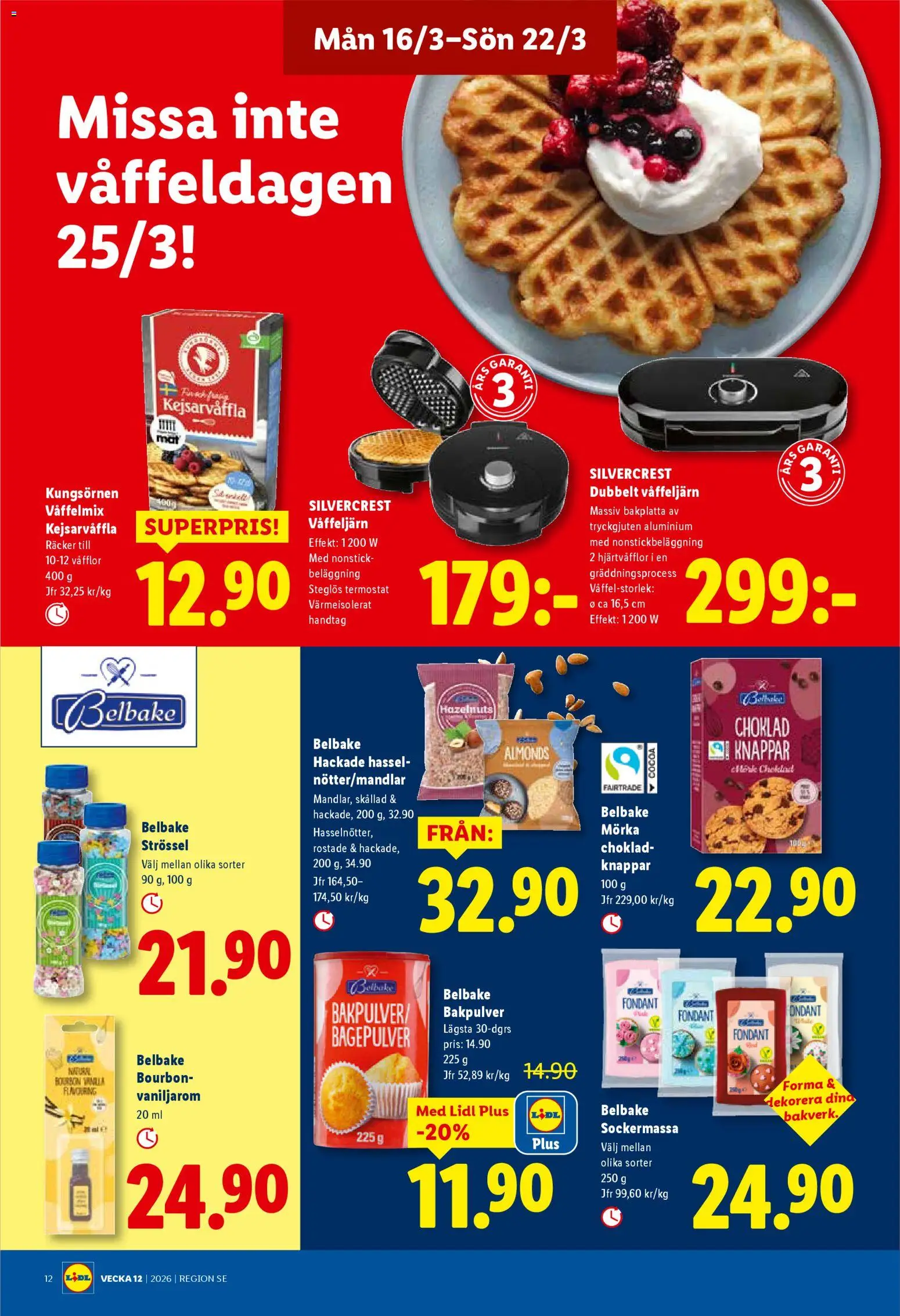 Lidl reklamblad aktuell från 16.03.2026 | Sida: 14 | Produkter: Choklad, Bourbon, Våffeljärn
