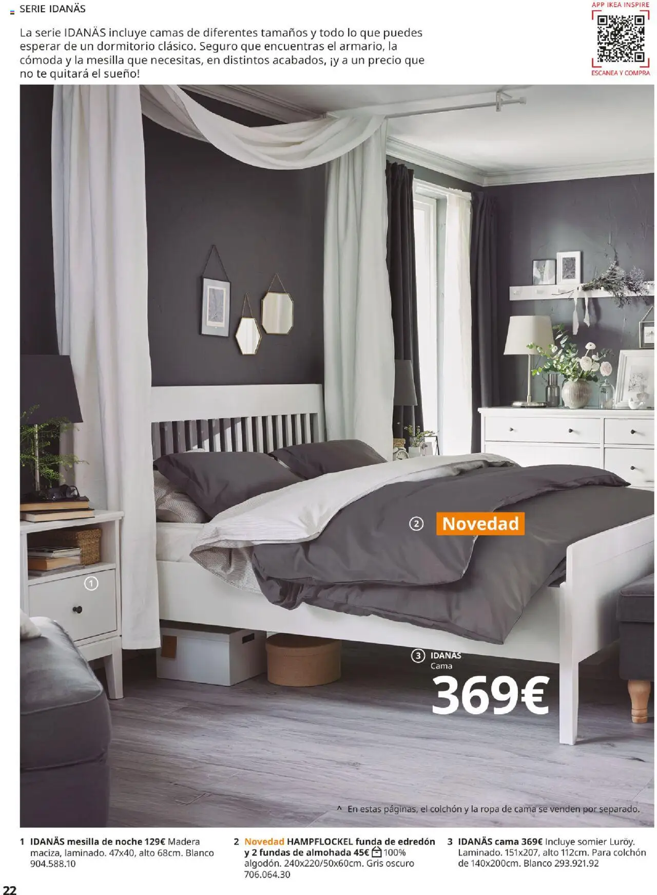 Catálogo IKEA Muebles para el dormitorio │ válido desde el 01.09.2025 | Página: 22 | Productos: Colchon, Cama, Almohada, Mesilla de noche
