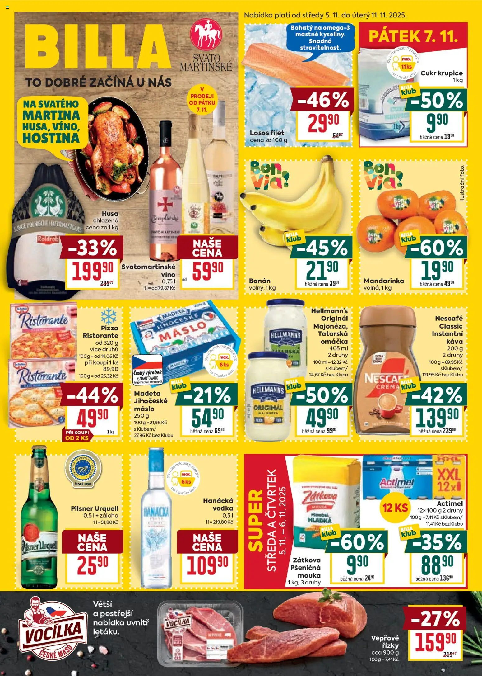 Billa Velký leták od 05.11.2025 | Strana: 1 | Produkty: Cukr krupice, Pilsner, Cukr, Mouka