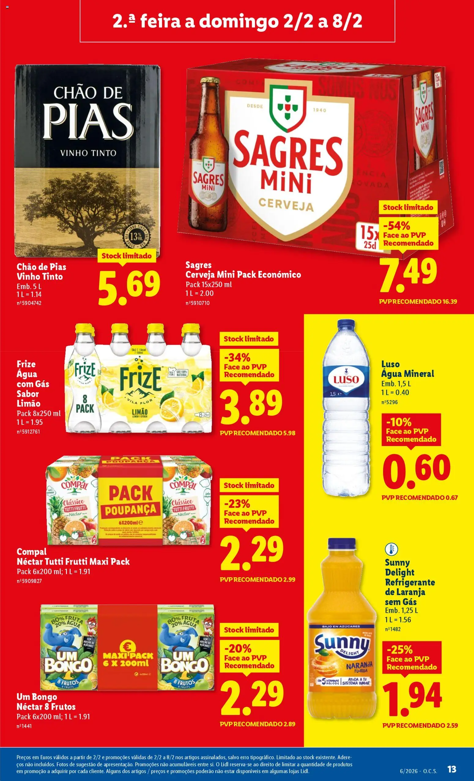 Lidl folheto │ válido de 02.02.2026 | Página: 13 | Produtos: Refrigerante, Vinho, Cerveja, Vinho tinto