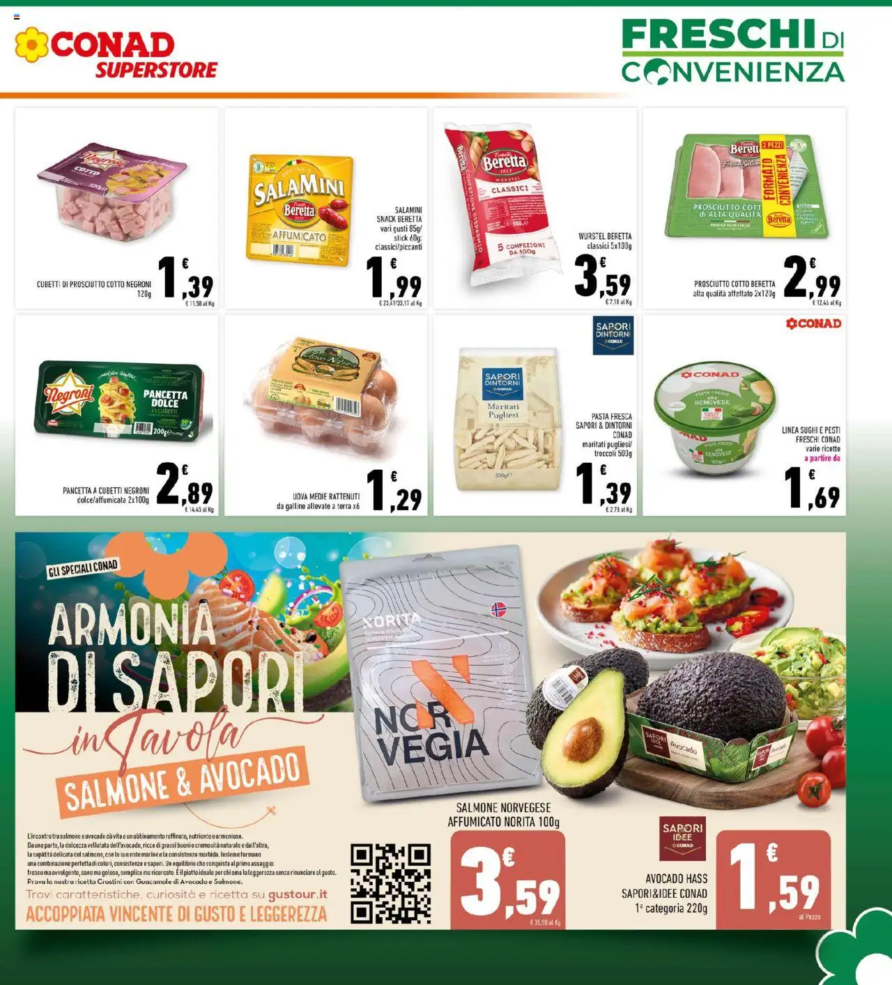 Volantino Conad del 13.08.2025 | Pagina: 7 | Prodotti: Salmone, Avocado, Pasta, Pesto