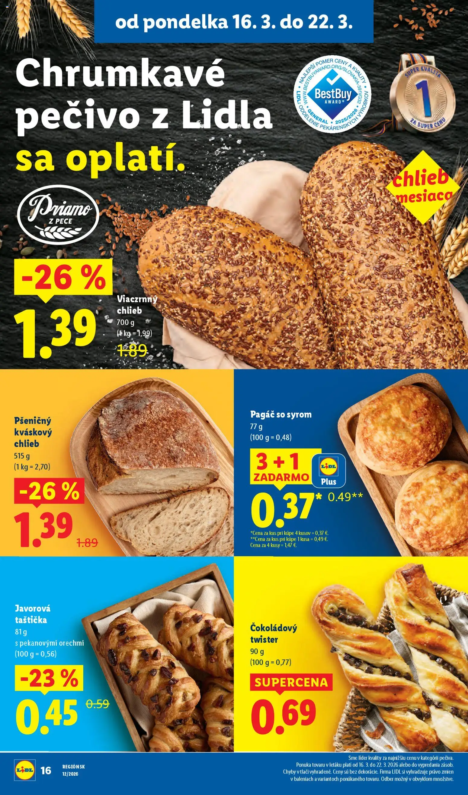 Nové Lidl akcie – leták je platný od 16.03.2026 | Strana: 20 | Produkty: Chlieb