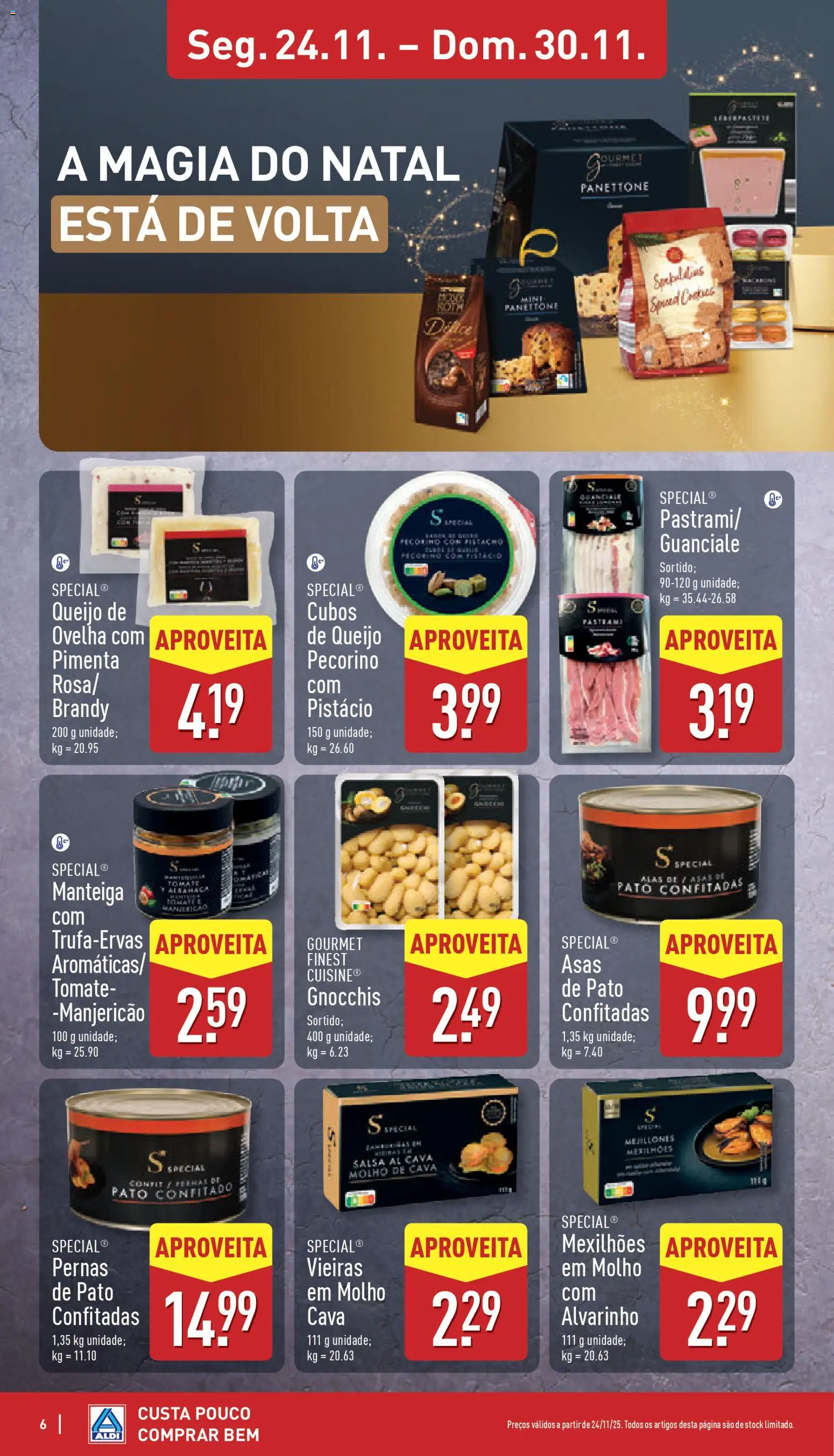 Aldi folheto │ válido de 24.11.2025 | Página: 6 | Produtos: Pimenta, Manteiga, Queijo, Mexilhões