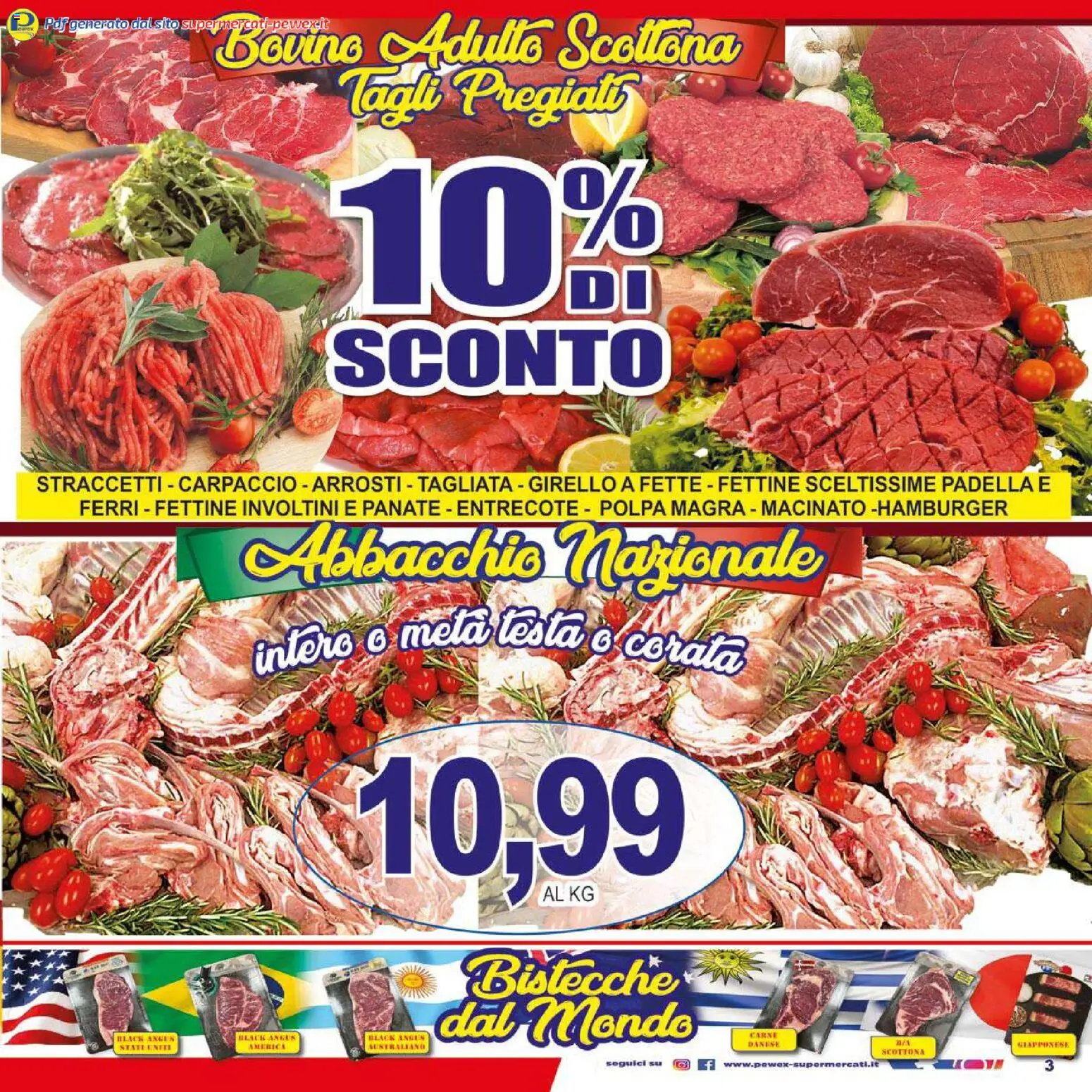 Volantino Pewex del 26.01.2026 | Pagina: 3 | Prodotti: Bovino, Girello, Padella, Hamburger