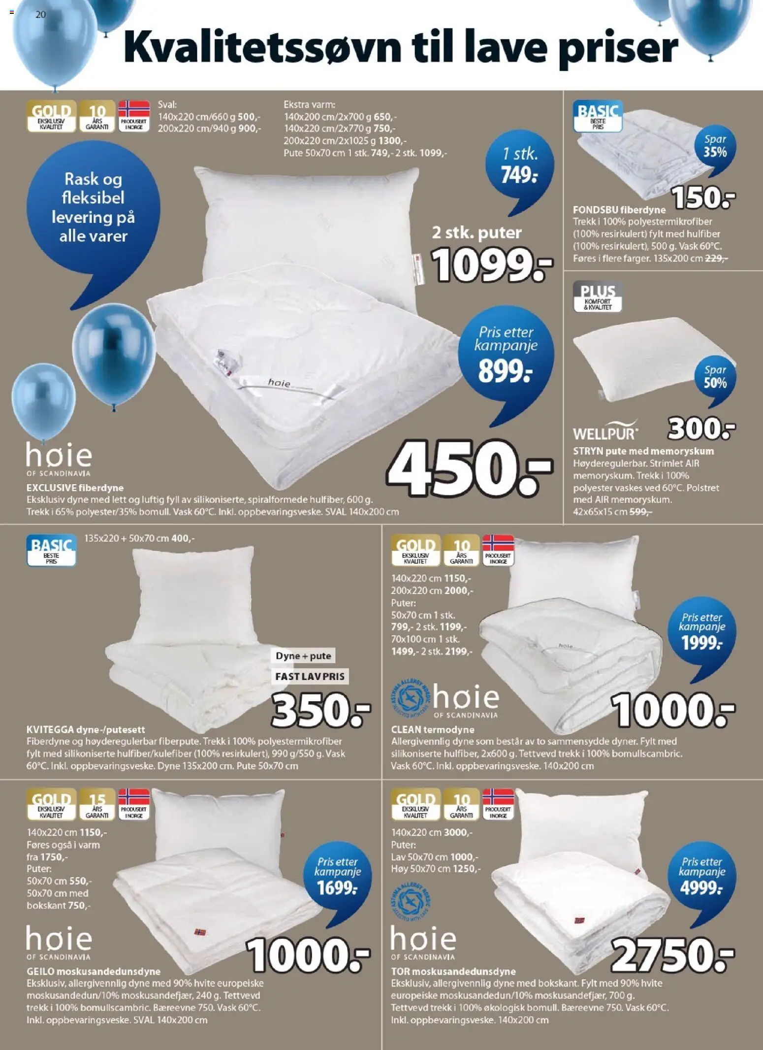 {H1} | Side: 20 | Produkter: Dyne, Vask, Суміш дитяча, Pute