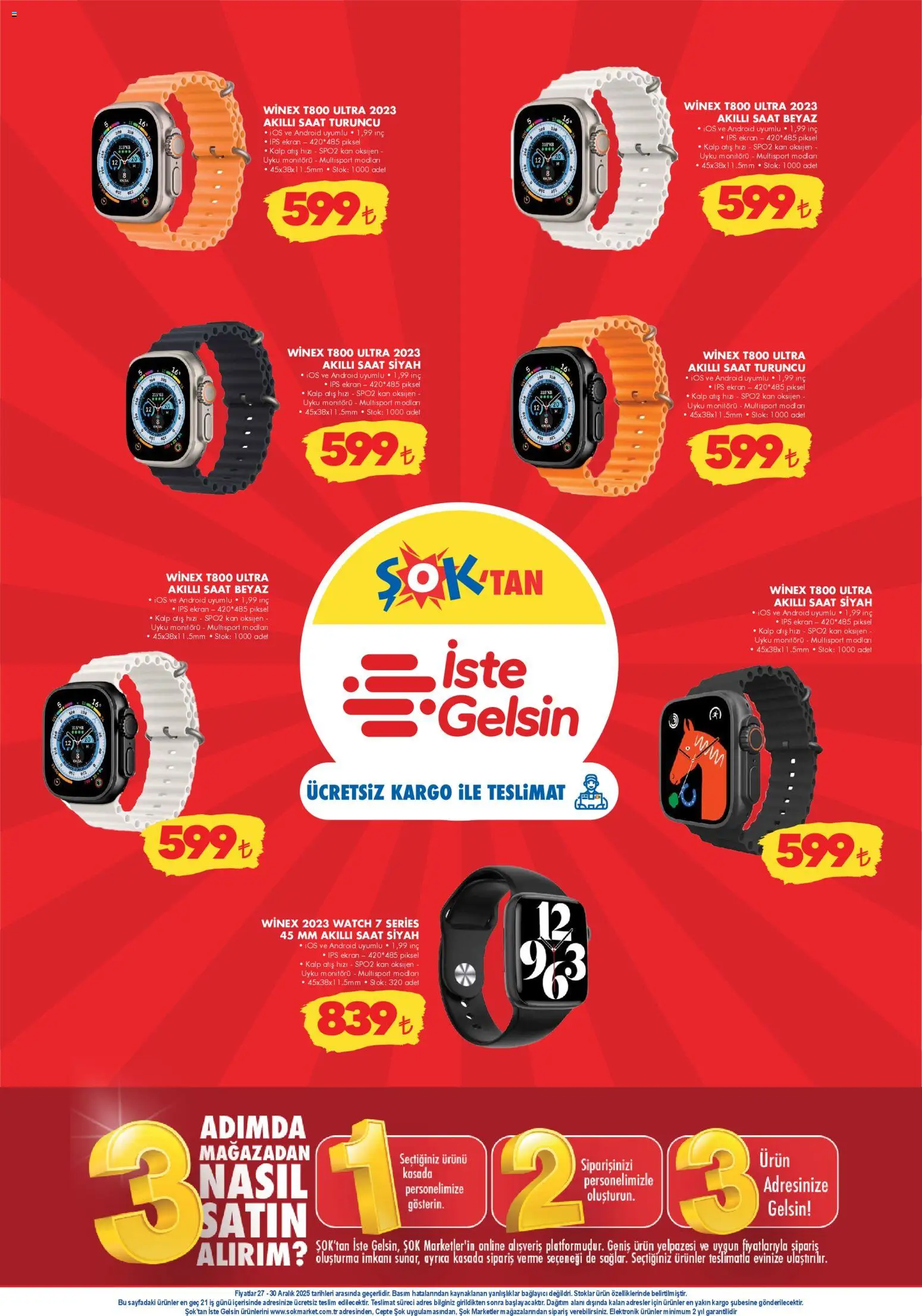 Şok Market Hafta sonu fırsatları - 27.12.2025 tarihinden itibaren geçerlidir | Sayfa: 3 | Ürünler: Akıllı saat, Saat, Bağlayıcı