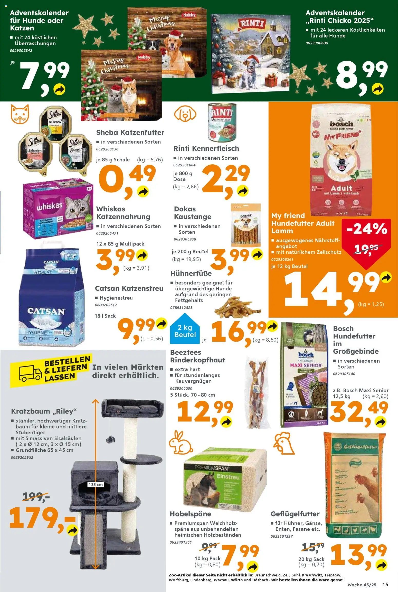 Globus Baumarkt - Saarland – gültig ab 03.11.2025 | Seite: 15 | Produkte: Catsan, Bosch, Katzenfutter, Whiskas