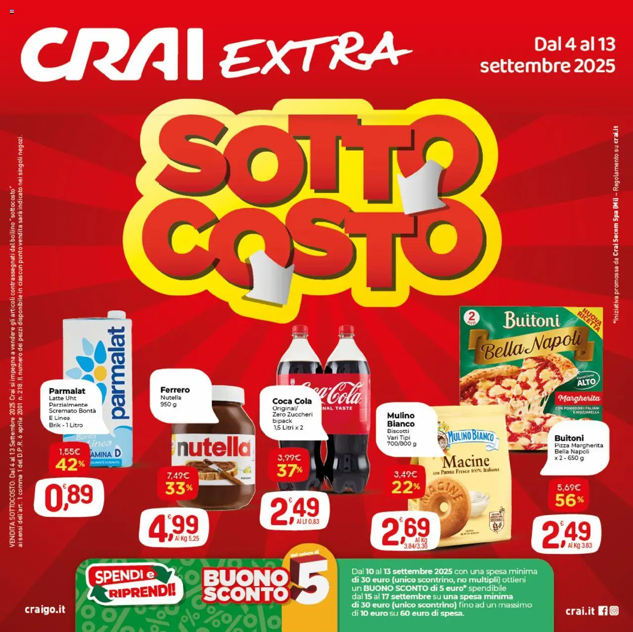 Volantino CRAI del 04.09.2025 | Pagina: 1 | Prodotti: Pizza, Panna, Latte, Pomodori