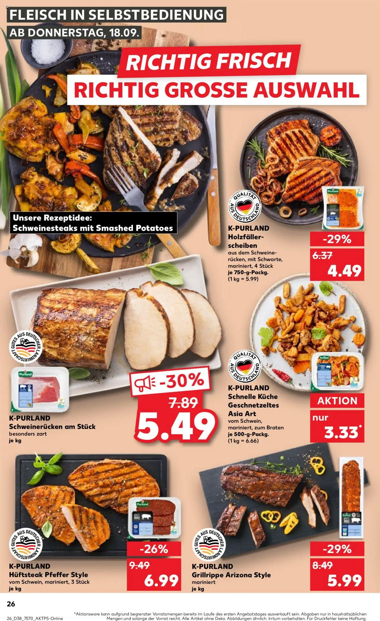 Kaufland prospekt Völklingen	 – gültig ab 18.09.2025 | Seite: 26 | Produkte: Küche, Pfeffer, Schweinerucken, Fleisch