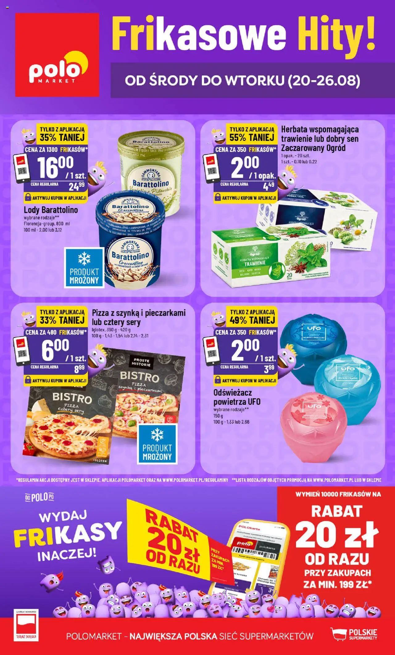 POLOmarket Gazetka - Frikasowe Hity od 20.08.2025 | Strona: 1 | Produkty: Odświeżacz, Szynka, Herbata, Lody