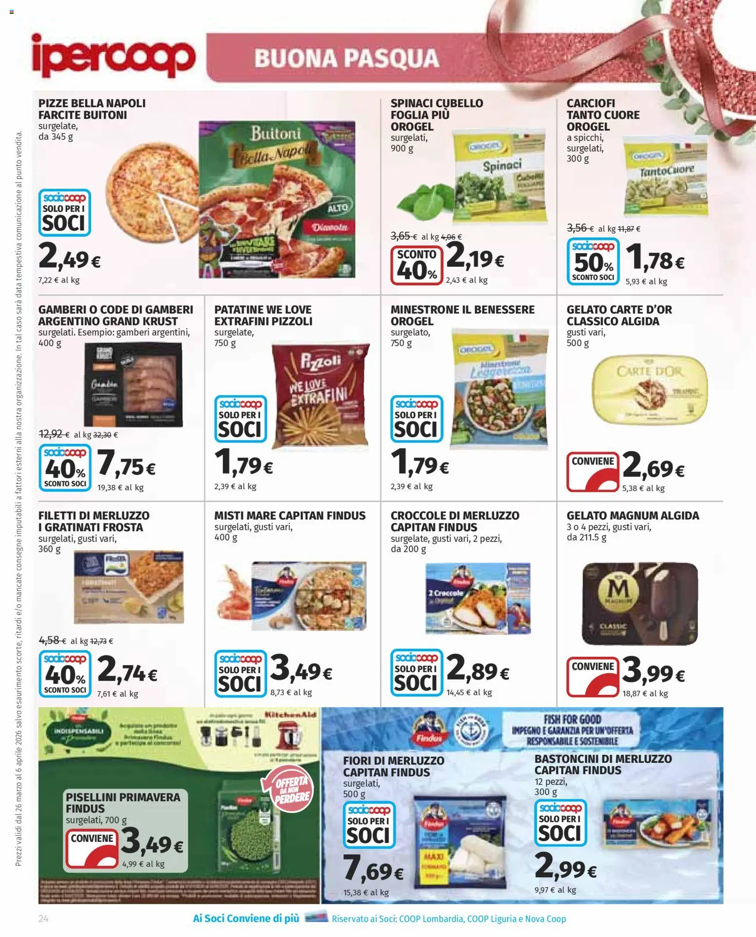 Volantino Ipercoop del 26.03.2026 | Pagina: 24 | Prodotti: Gamberi, Patatine, Gelato, Spinaci