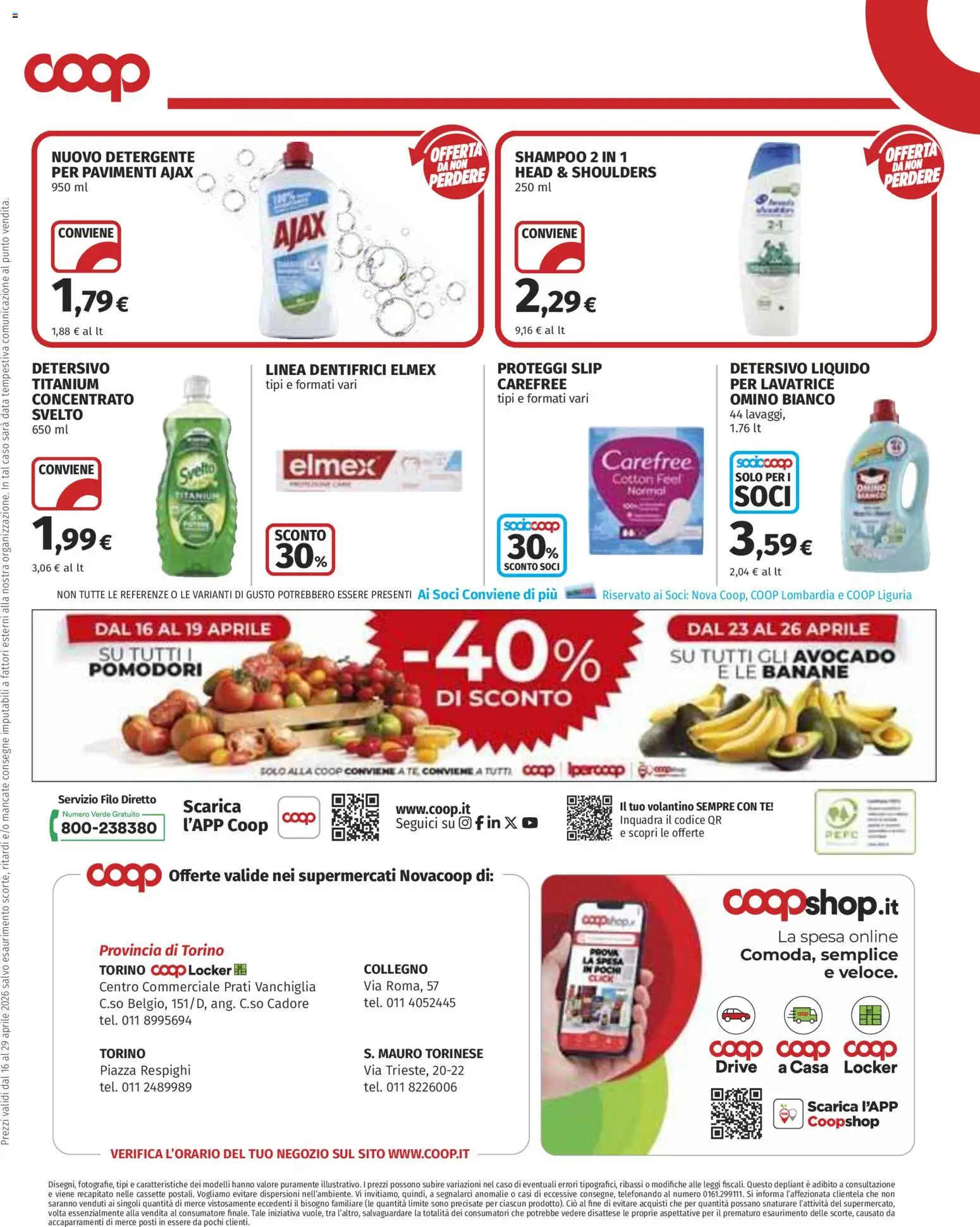 Volantino COOP del 16.04.2026 | Pagina: 8 | Prodotti: Shampoo, Proteggi slip, Banane, Slip