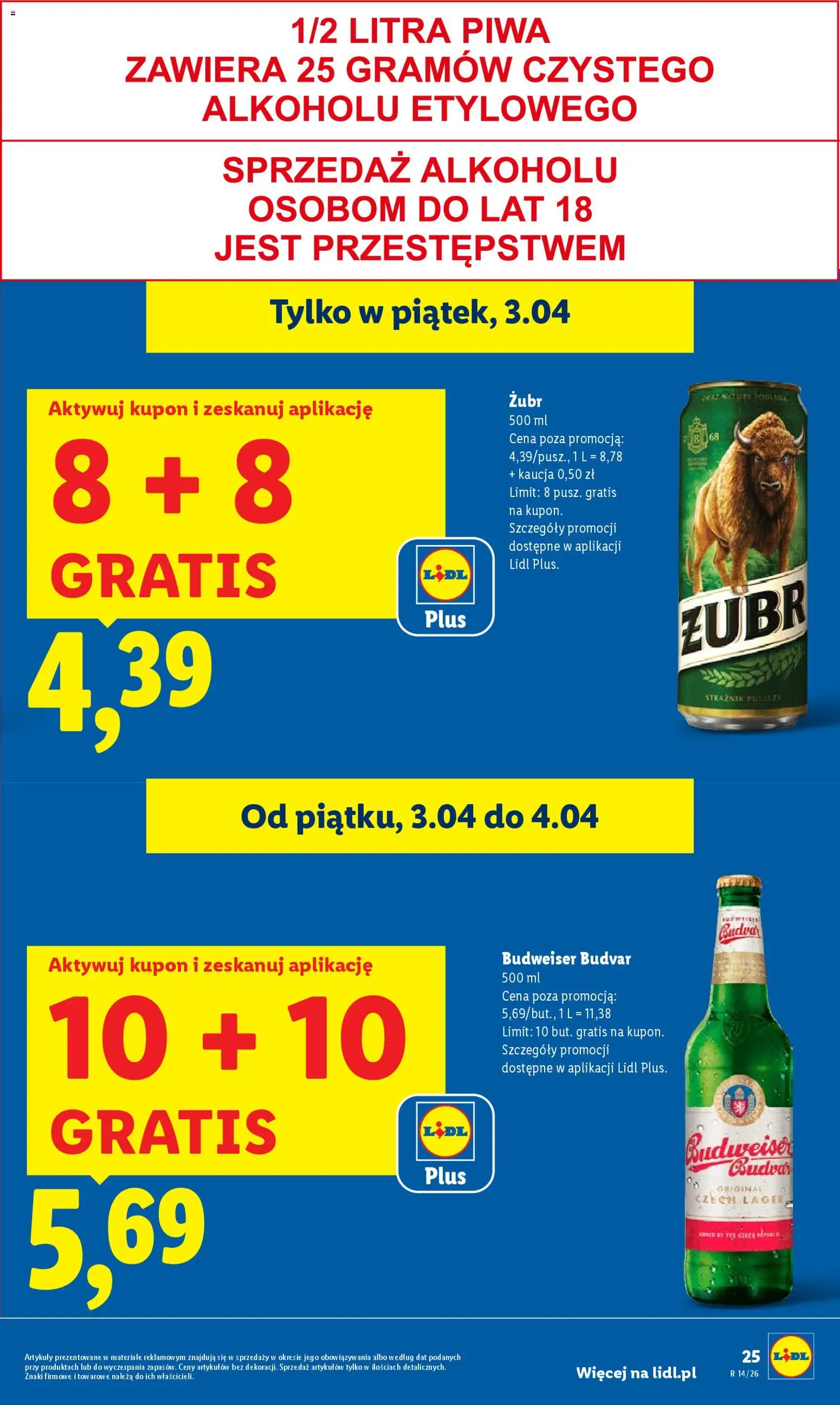 Lidl Polsko leták od 02.04.2026 | Strana: 23 | Produkty: Budvar, Zubr