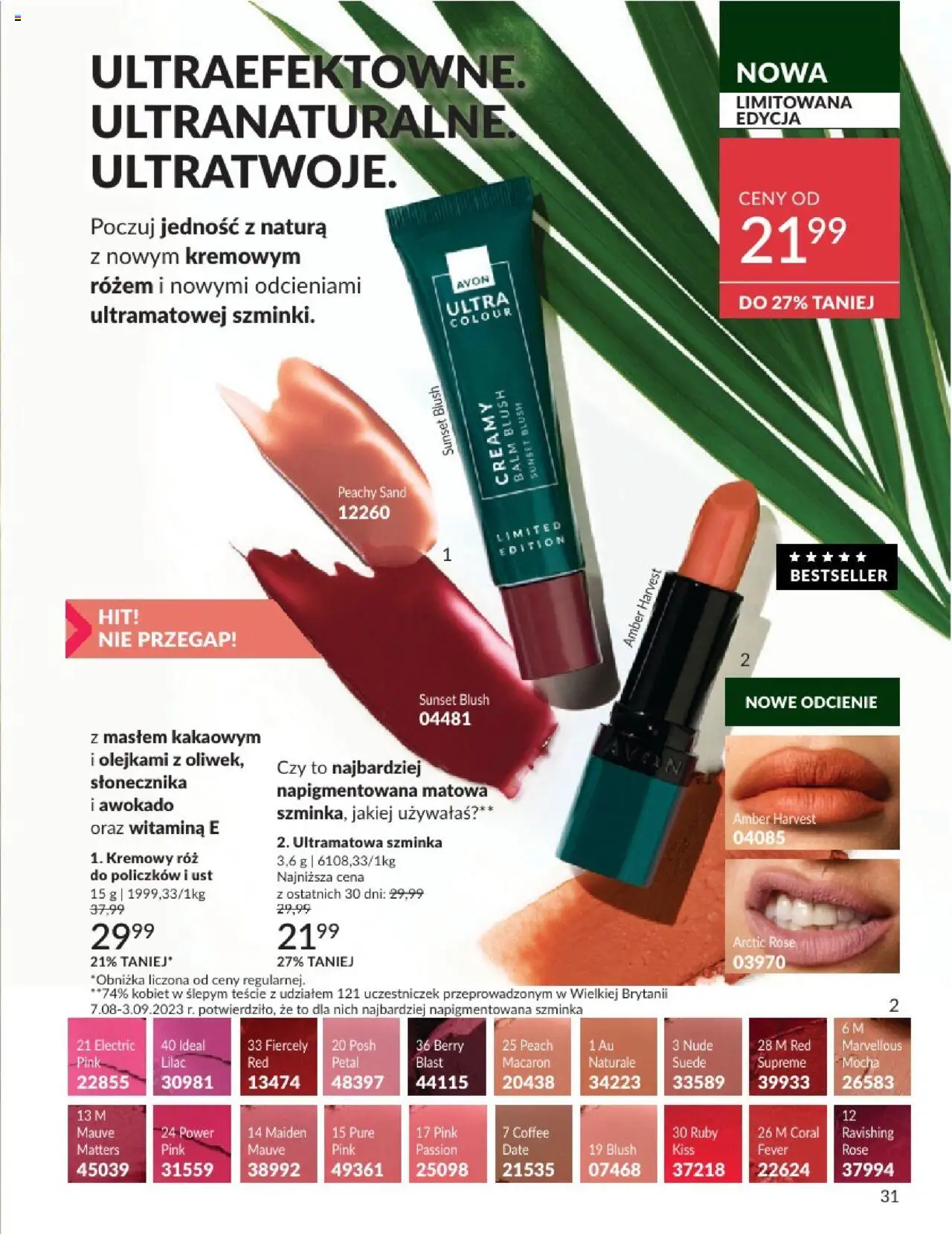 Avon Katalog 07 2025 od 01.07.2025 | Strona: 31 | Produkty: Róż, Szminka, Awokado