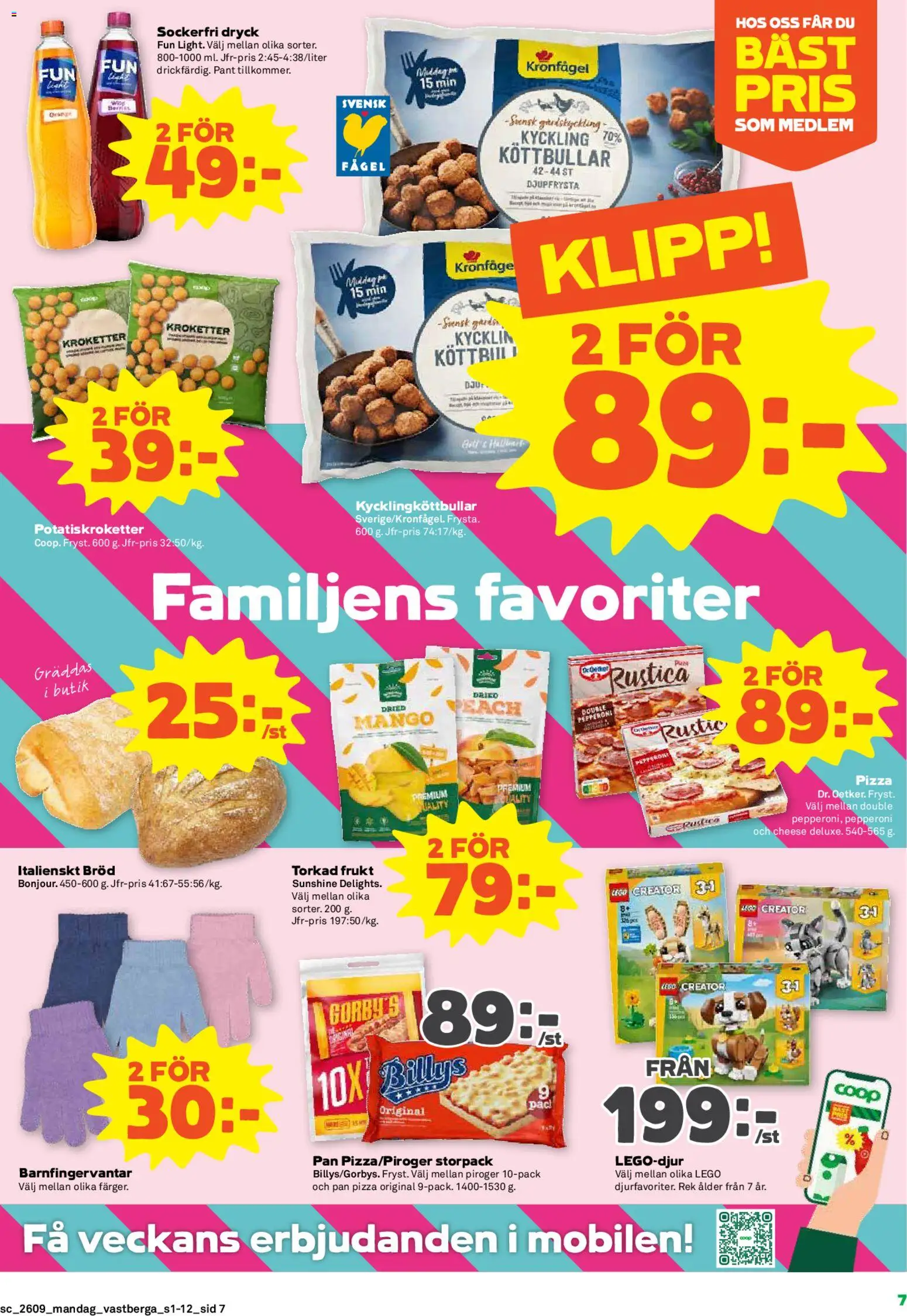Coop Forum reklamblad aktuell från 23.02.2026 | Sida: 7 | Produkter: Köttbullar, Bröd, Pizza, Mango